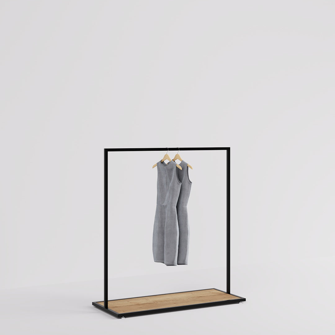 Clothing rail Como black - wooden base - W 120, 3 heights