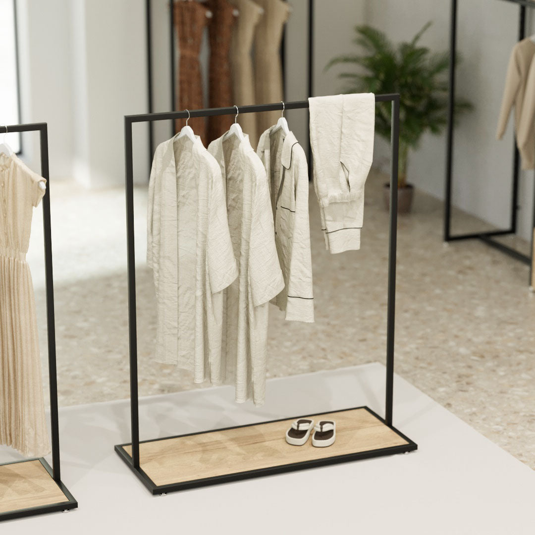 Clothing rail Como black - wooden base - W 120, 3 heights — photo 2
