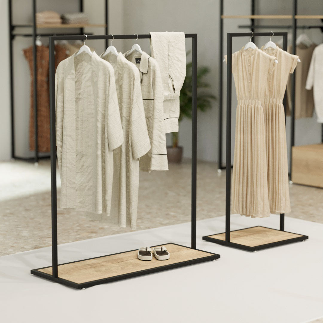 Clothing rail Como black - wooden base - W 120, 3 heights — photo 3