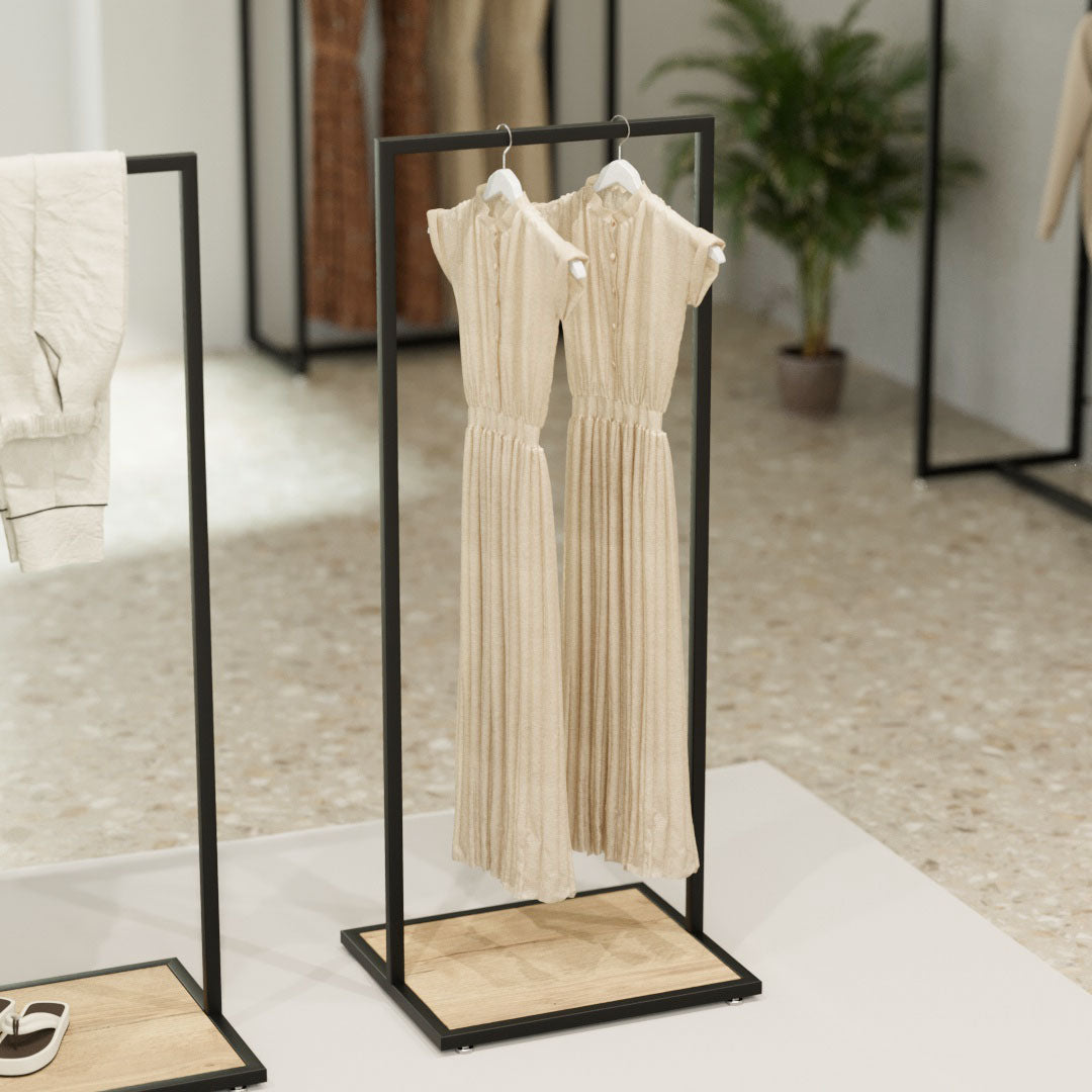 Clothing rail Como black - wooden base - W 120, 3 heights — photo 4