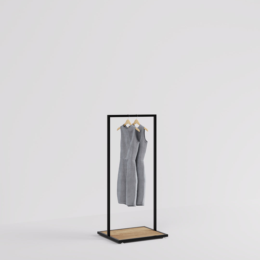 Clothing rail Como black - wooden base - W 60, 3 heights