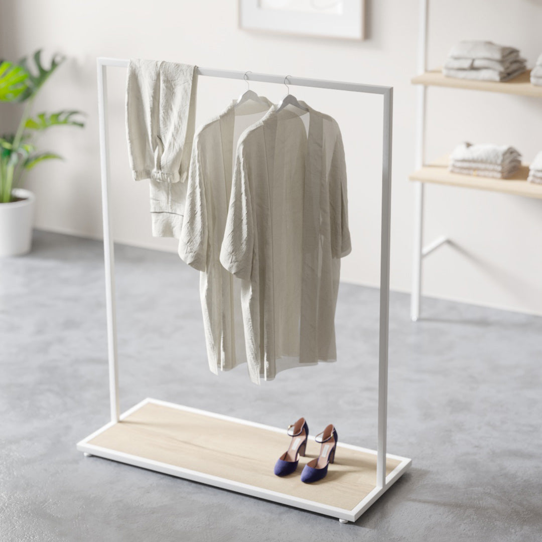 Clothing rail Como white - wooden base - W 120, 3 heights — photo 2
