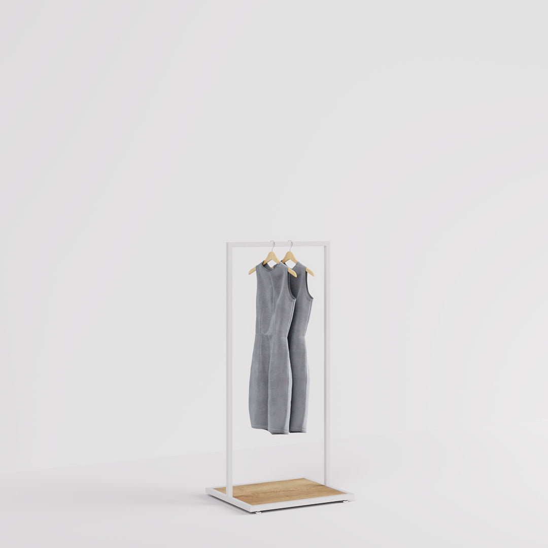 Clothing rail Como white - wooden base - W 60, 3 heights