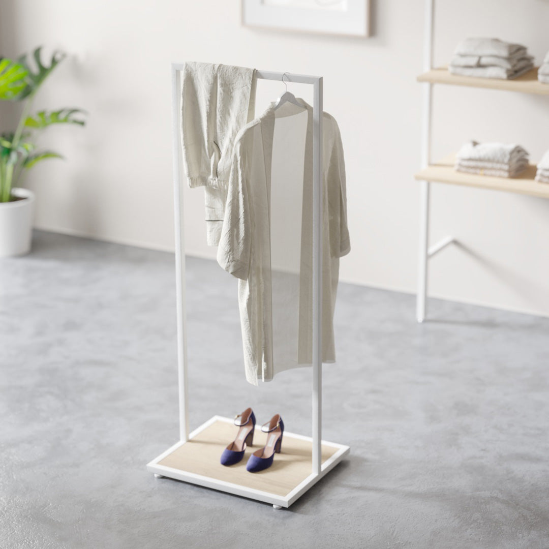 Clothing rail Como white - wooden base - W 60, 3 heights — photo 2