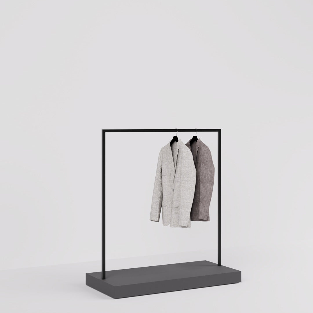 Clothing Rail Kansas, black/anthracite, W 125, 3 heights
