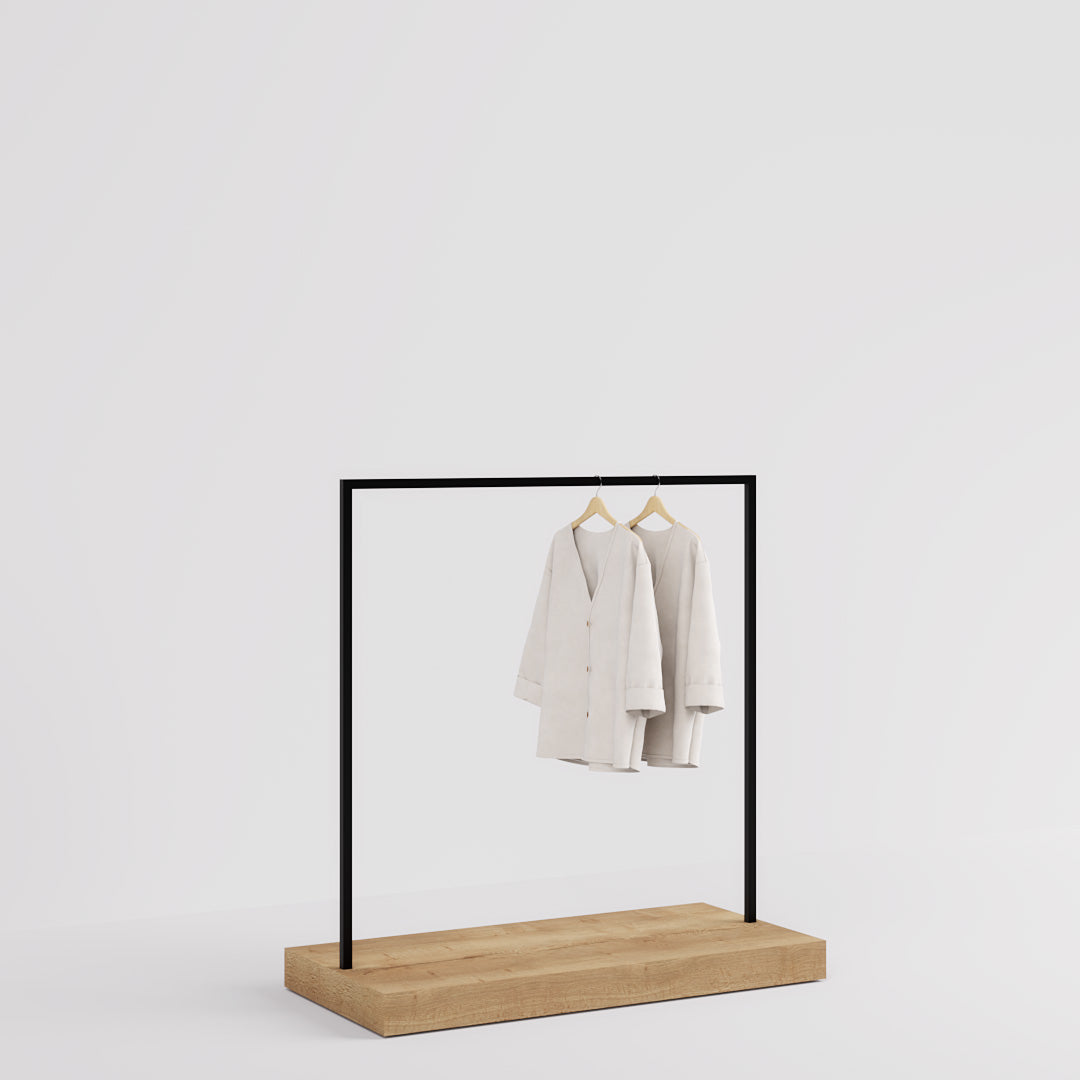Clothing Rail Kansas, black/wood finish, W 125, 3 heights
