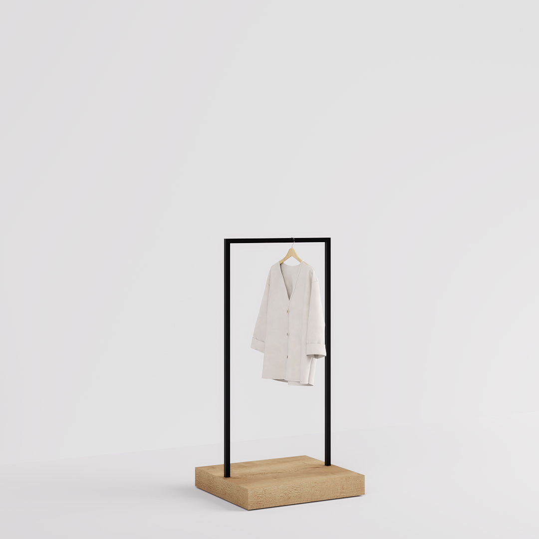 Clothing Rail Kansas, black/wood finish, W 65, 3 heights
