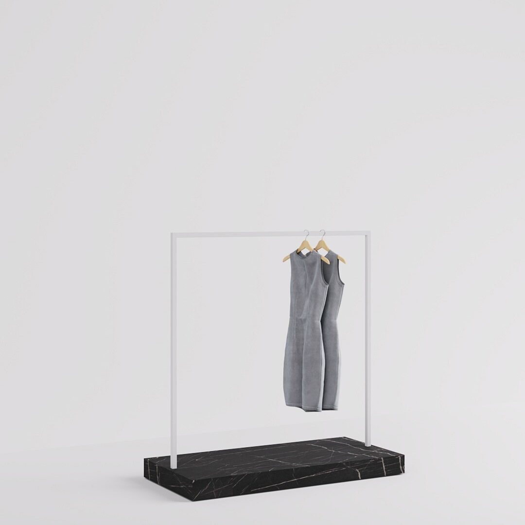 Clothing Rail Kansas, white/marble look, W 125, 3 heights