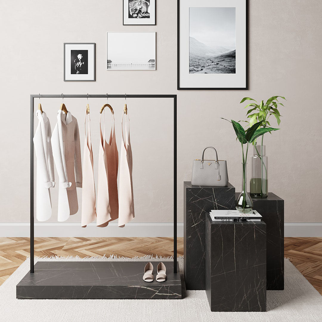 Clothing Rail Kansas, black/marble look, W 125, 3 heights — photo 2