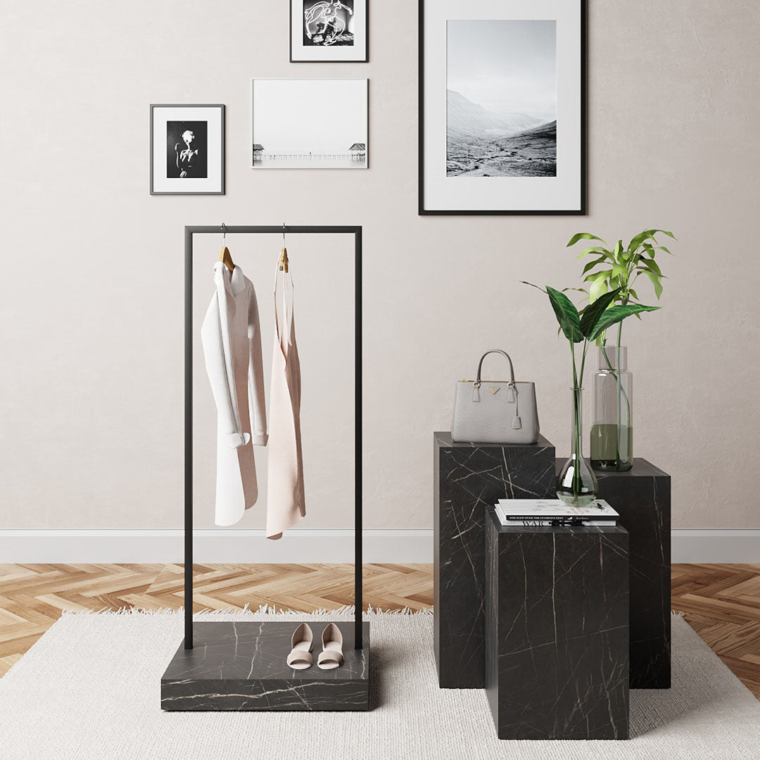 Clothing Rail Kansas, black/marble look, W 65, 3 heights — photo 2