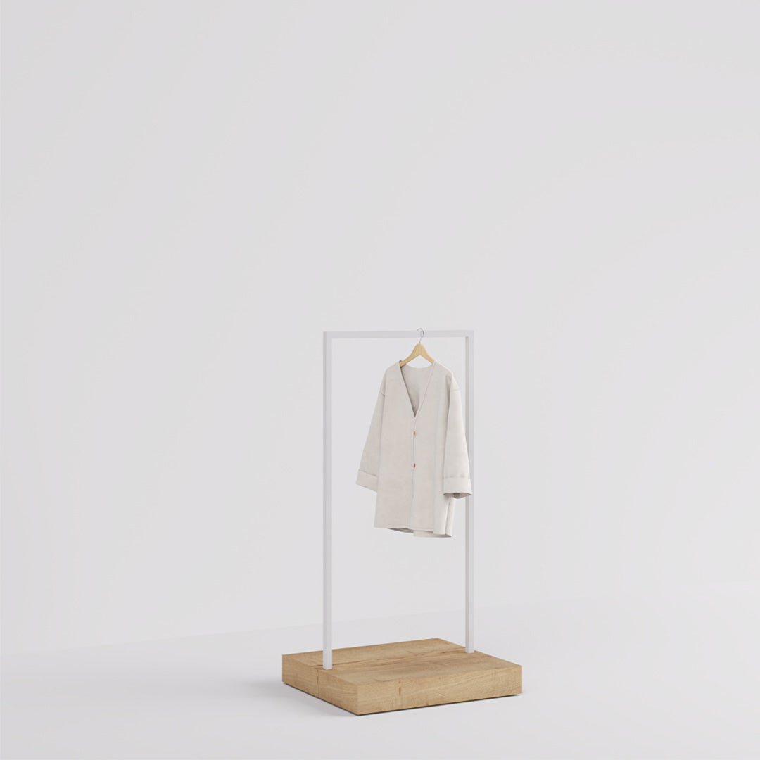 Clothing Rail Kansas, white/wood finish, W 65, 3 heights