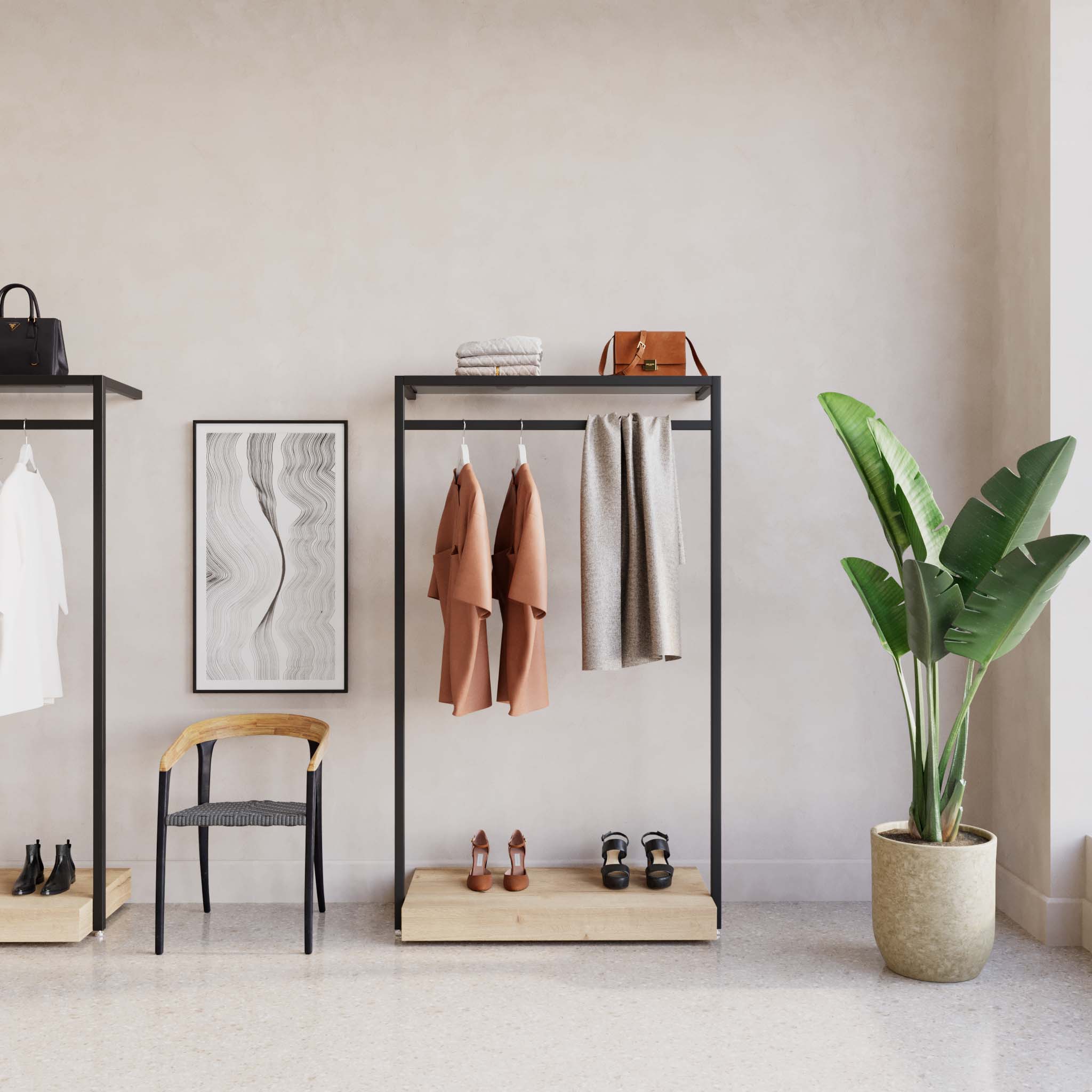 Clothing Rail Ontario, W103, Black, With Pedestal — photo 2