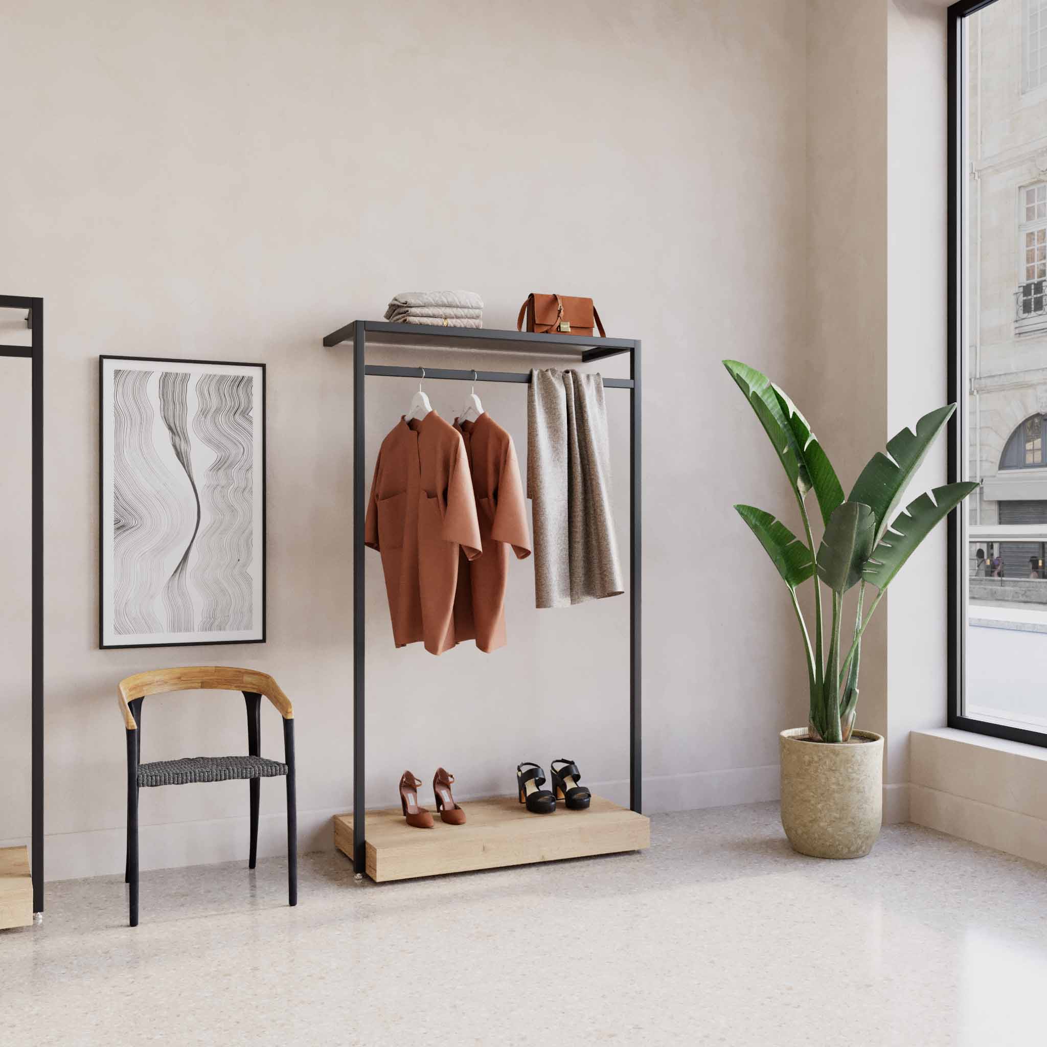 Clothing Rail Ontario, W103, Black, With Pedestal — photo 3