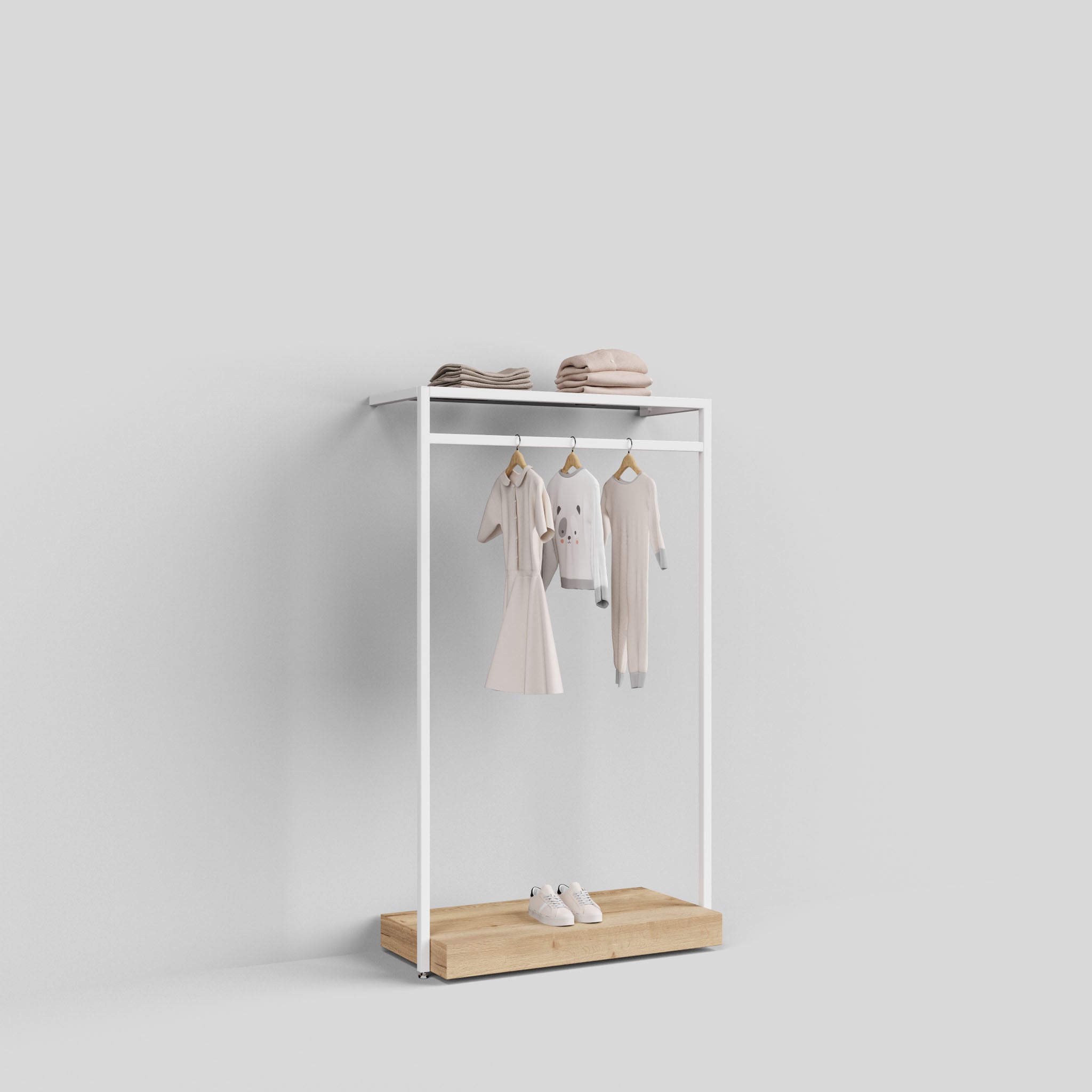 Clothing Rail Ontario, W103, White, With Pedestal
