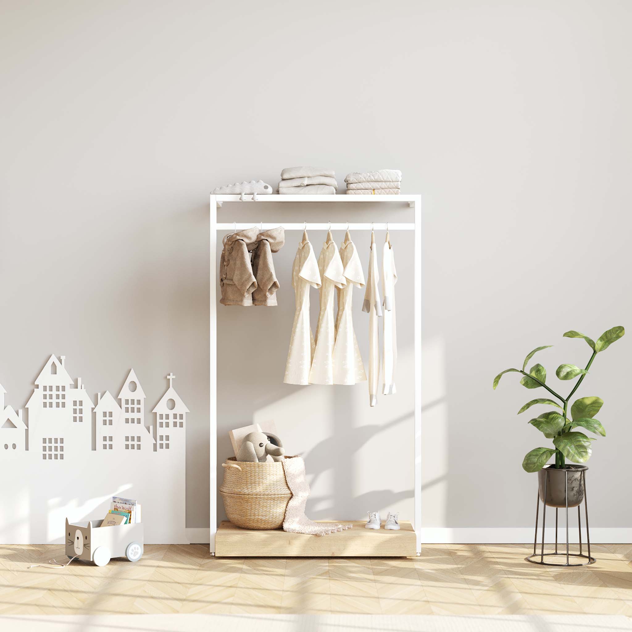 Clothing Rail Ontario, W103, White, With Pedestal — photo 2