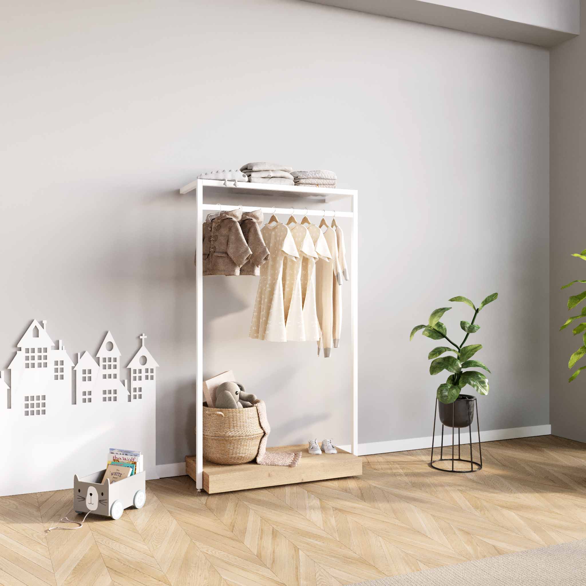 Clothing Rail Ontario, W103, White, With Pedestal — photo 3