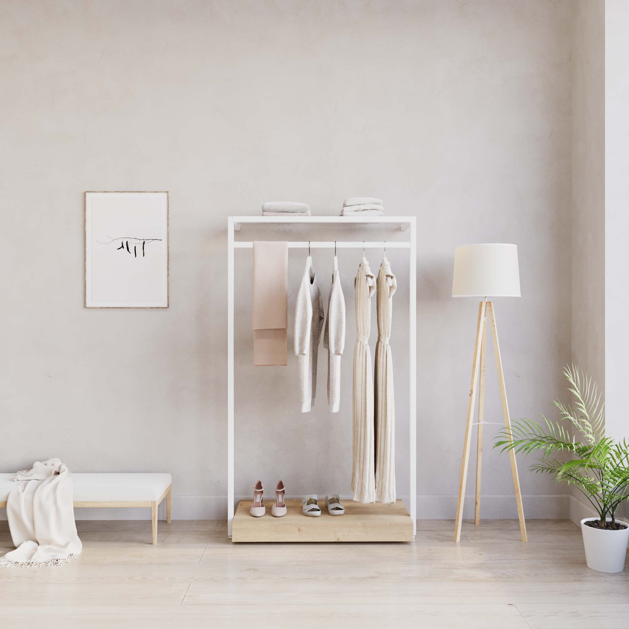 Clothing Rail Ontario, W103, White, With Pedestal — photo 5