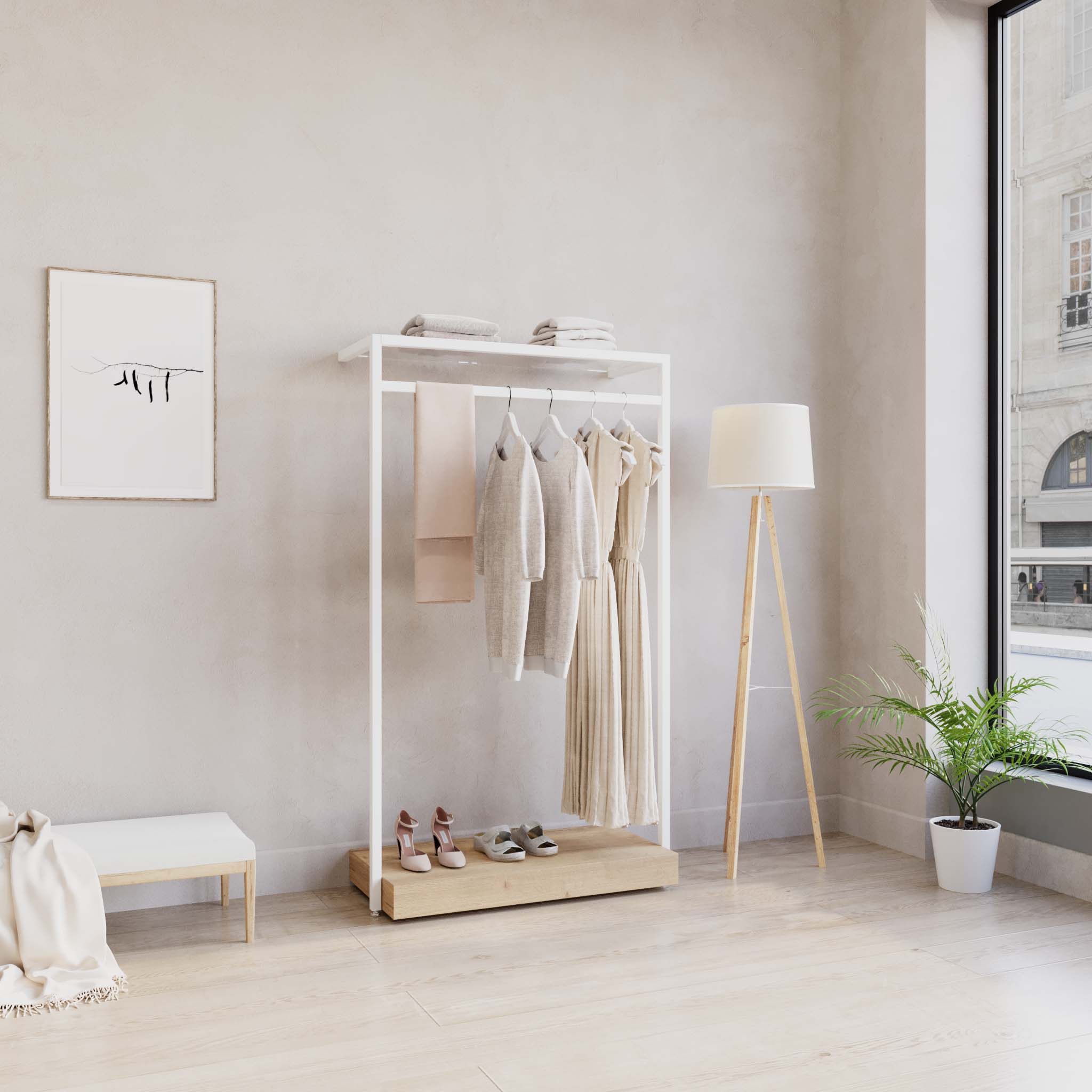 Clothing Rail Ontario, W103, White, With Pedestal — photo 6
