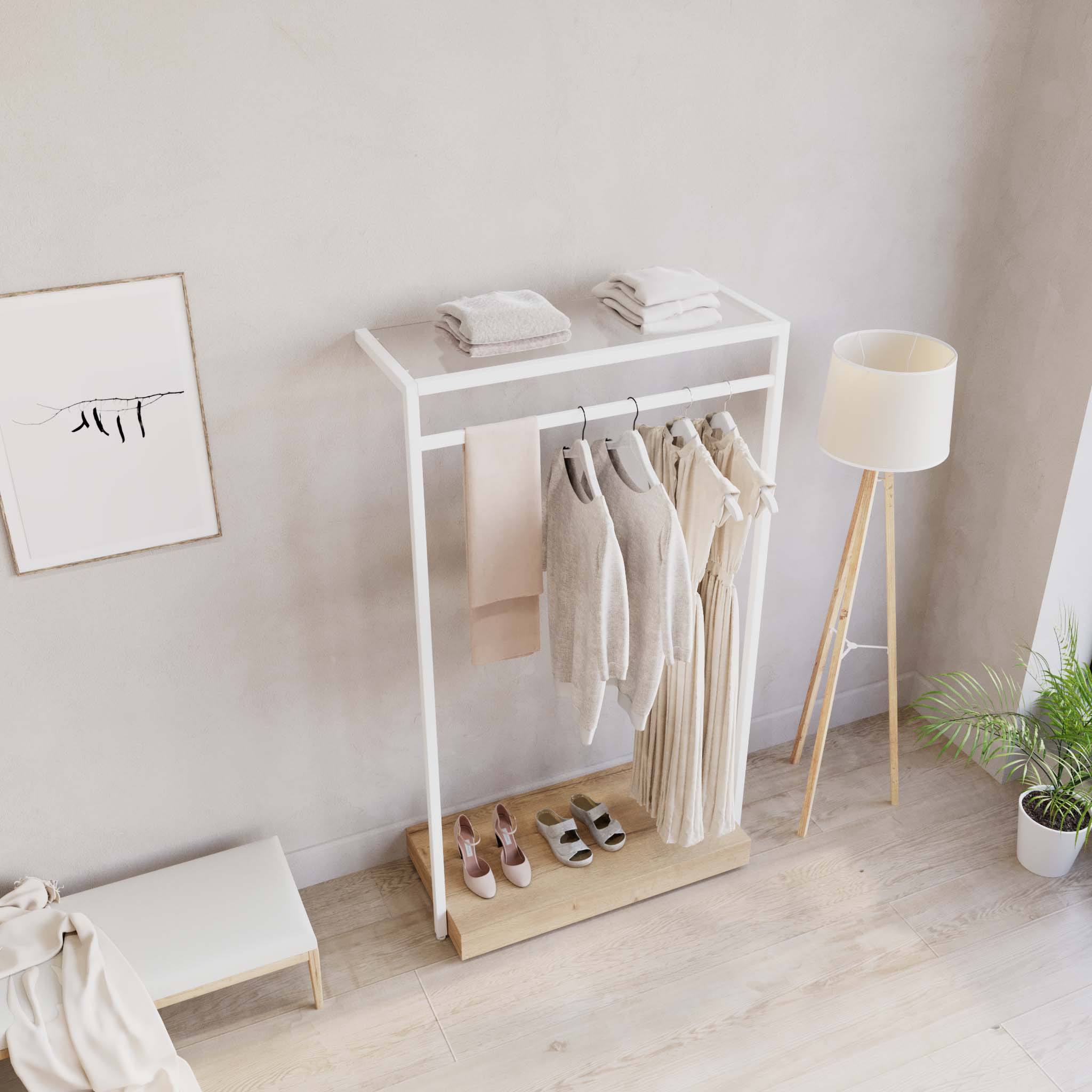 Clothing Rail Ontario, W103, White, With Pedestal — photo 7