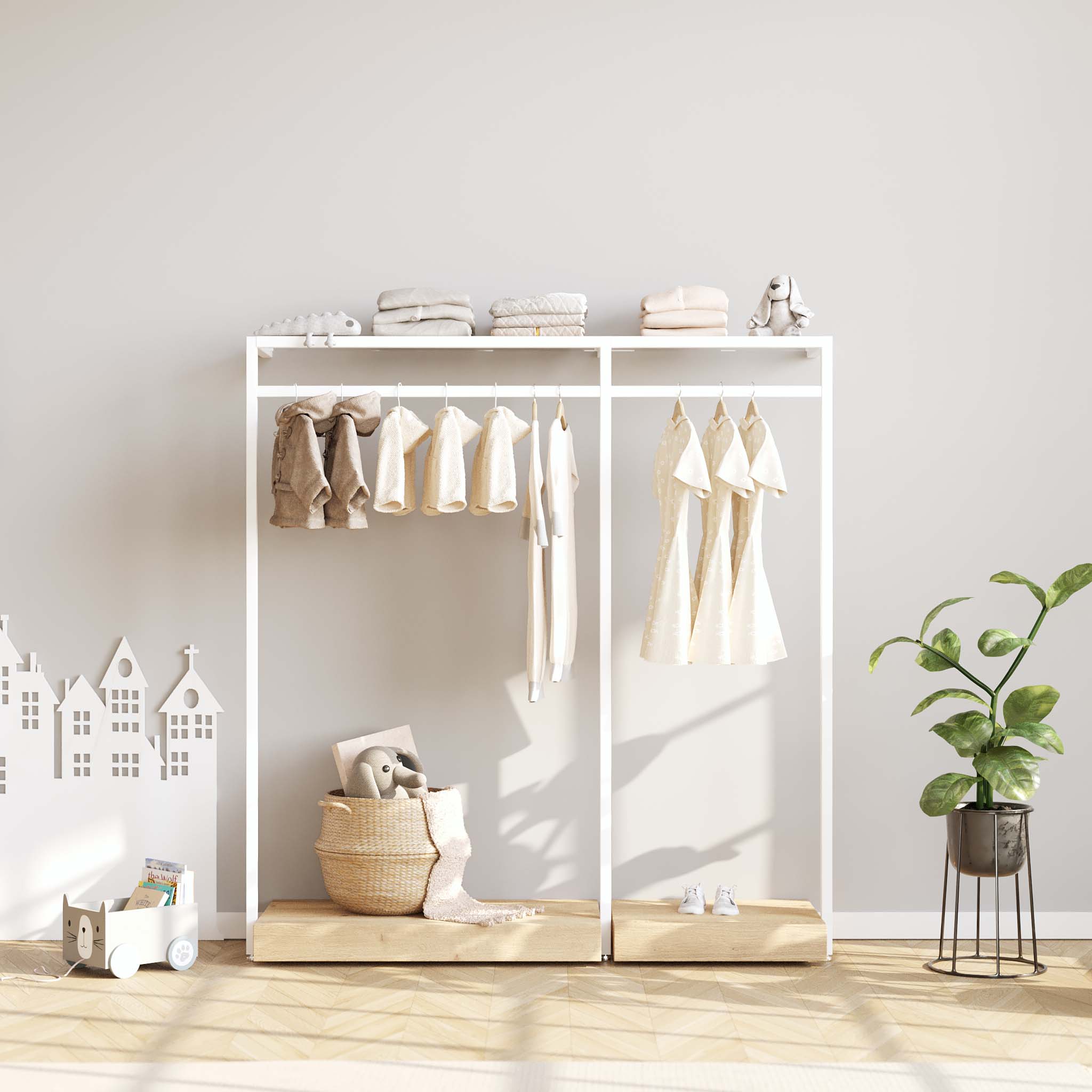 Clothing Rail Ontario, W165, White, With Pedestals — photo 2
