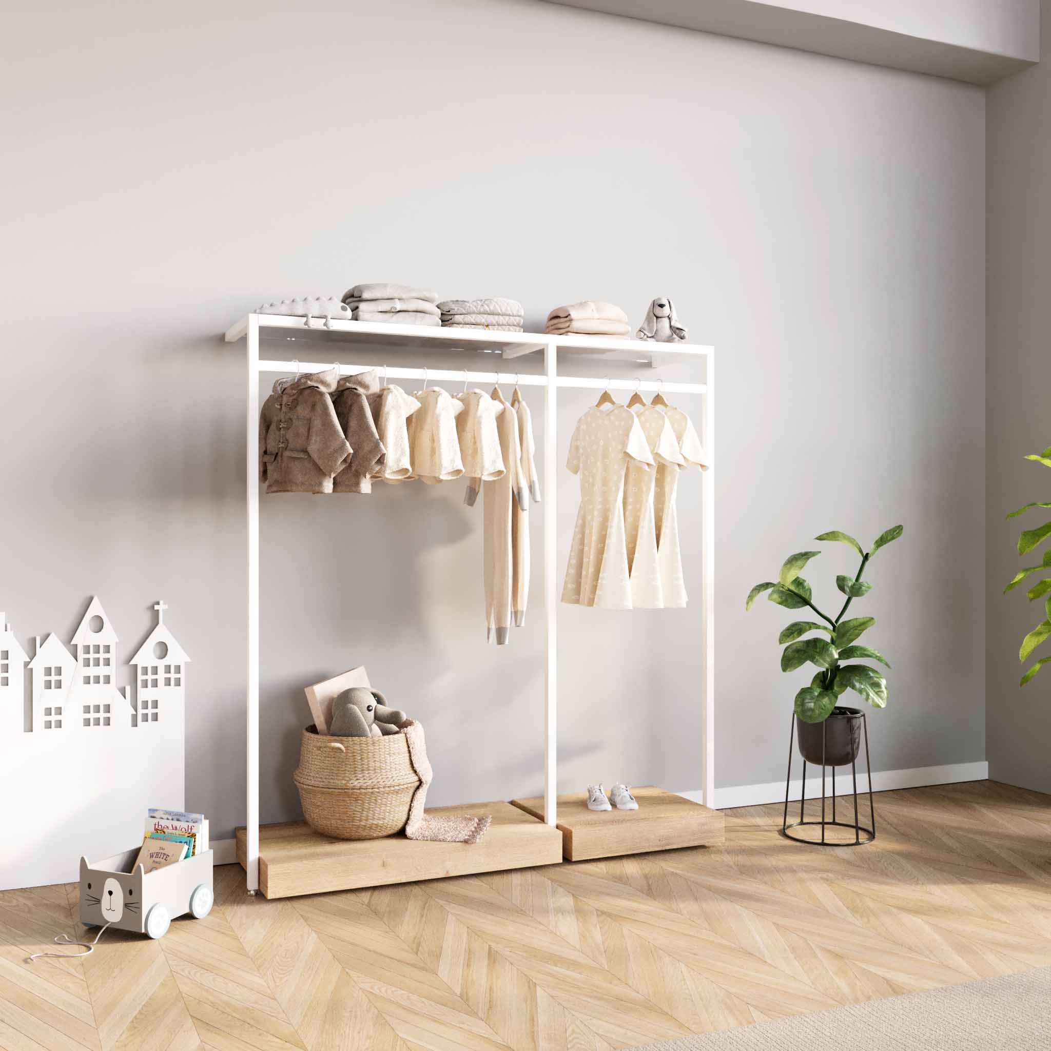 Clothing Rail Ontario, W165, White, With Pedestals — photo 3