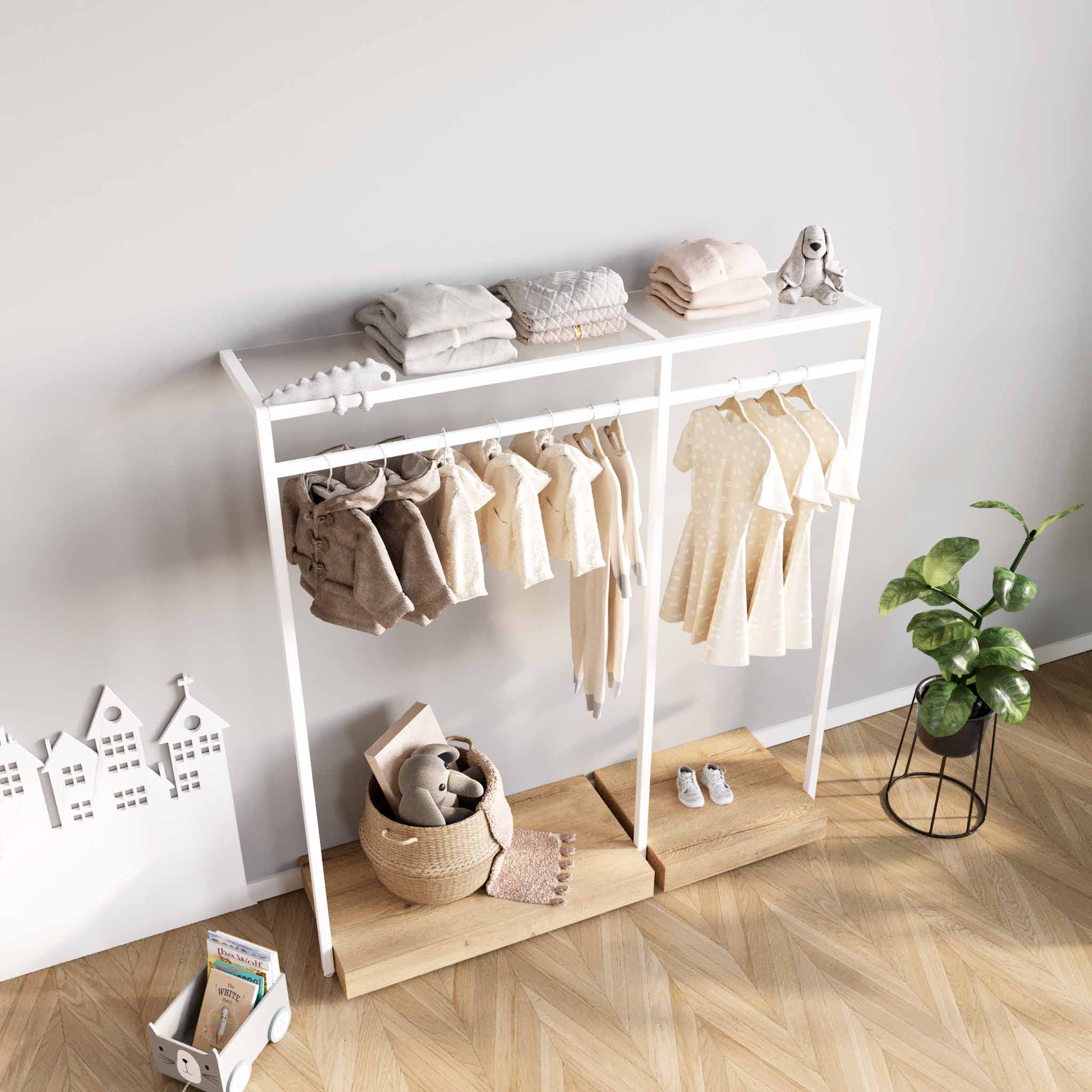 Clothing Rail Ontario, W165, White, With Pedestals — photo 4