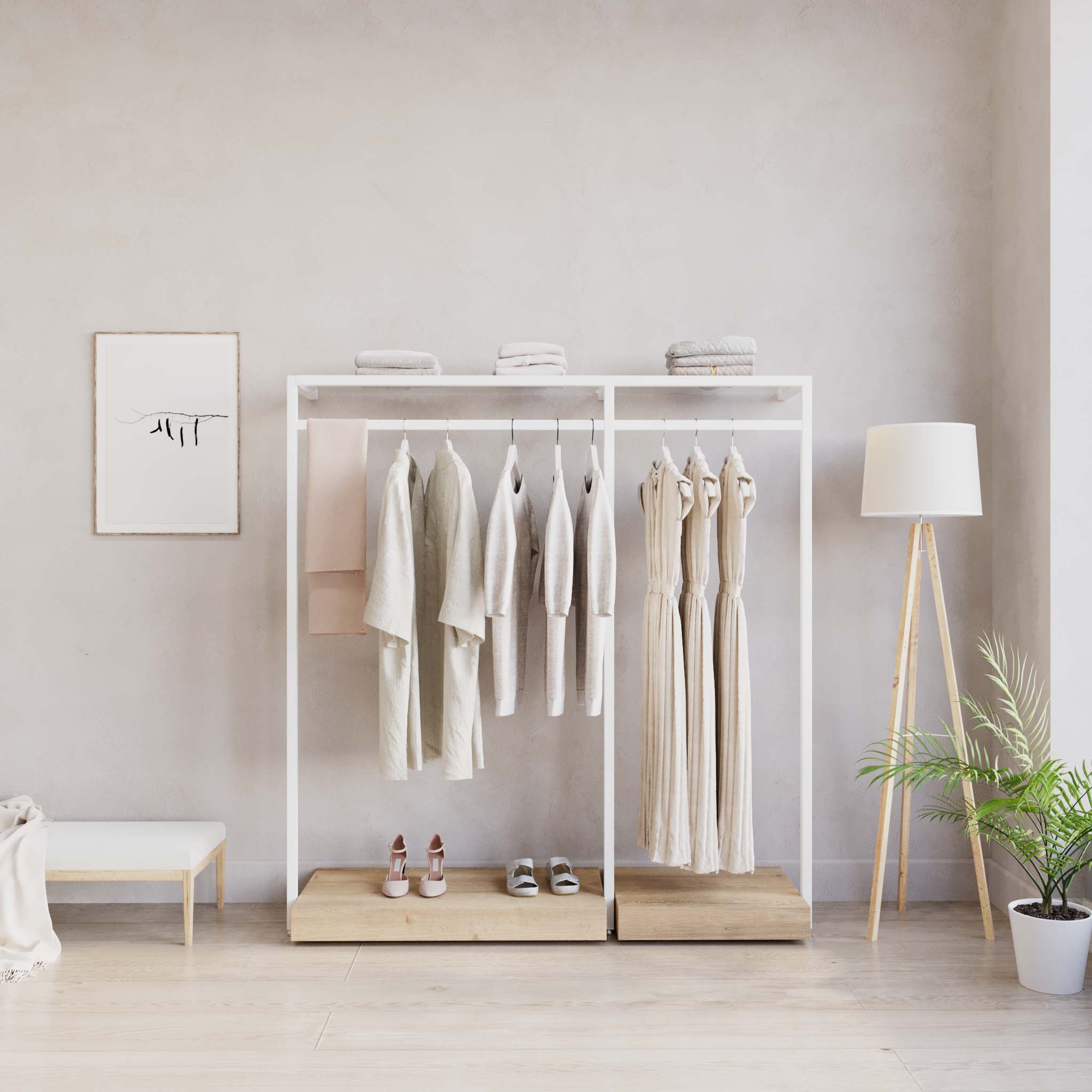 Clothing Rail Ontario, W165, White, With Pedestals — photo 5