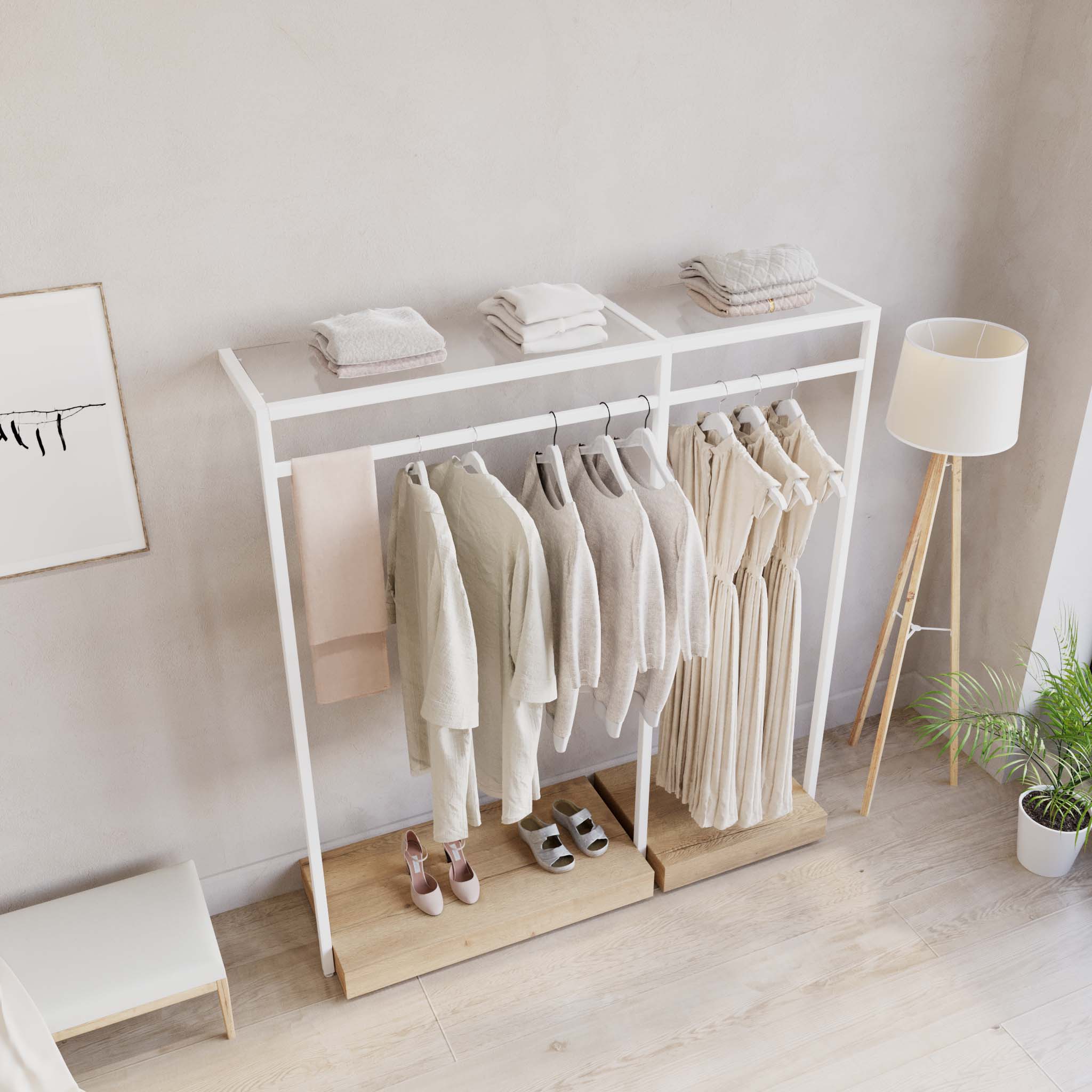 Clothing Rail Ontario, W165, White, With Pedestals — photo 7