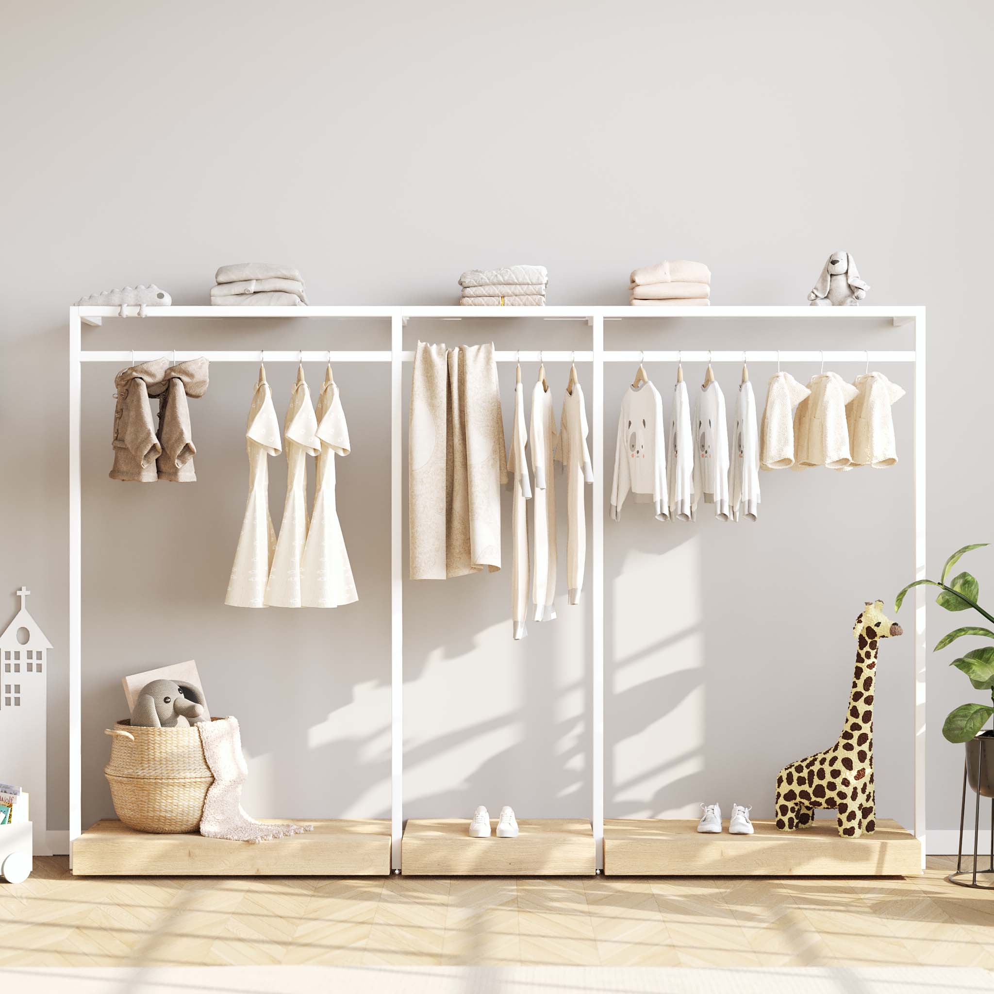 Clothing Rail Ontario, W265, White, With Pedestals — photo 2