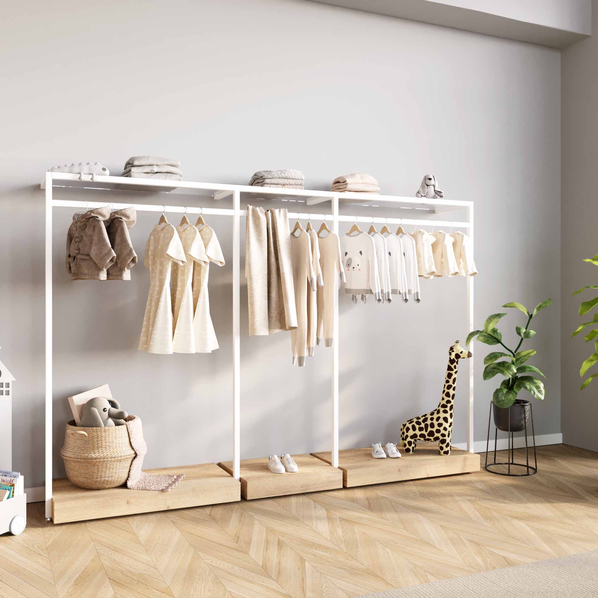 Clothing Rail Ontario, W265, White, With Pedestals — photo 3