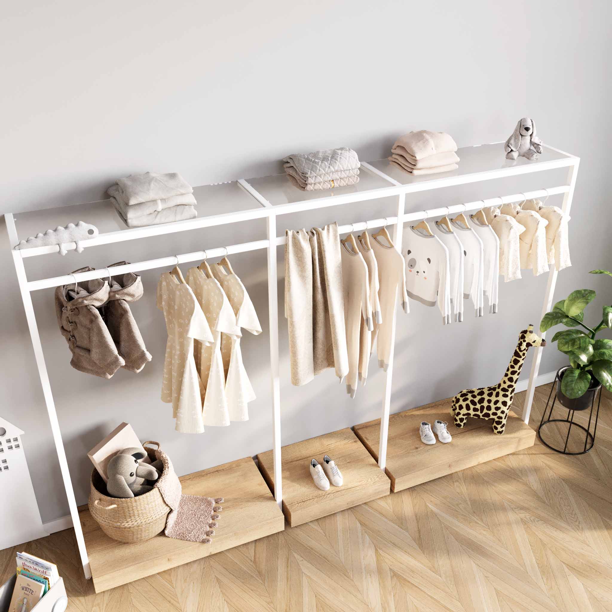 Clothing Rail Ontario, W265, White, With Pedestals — photo 4