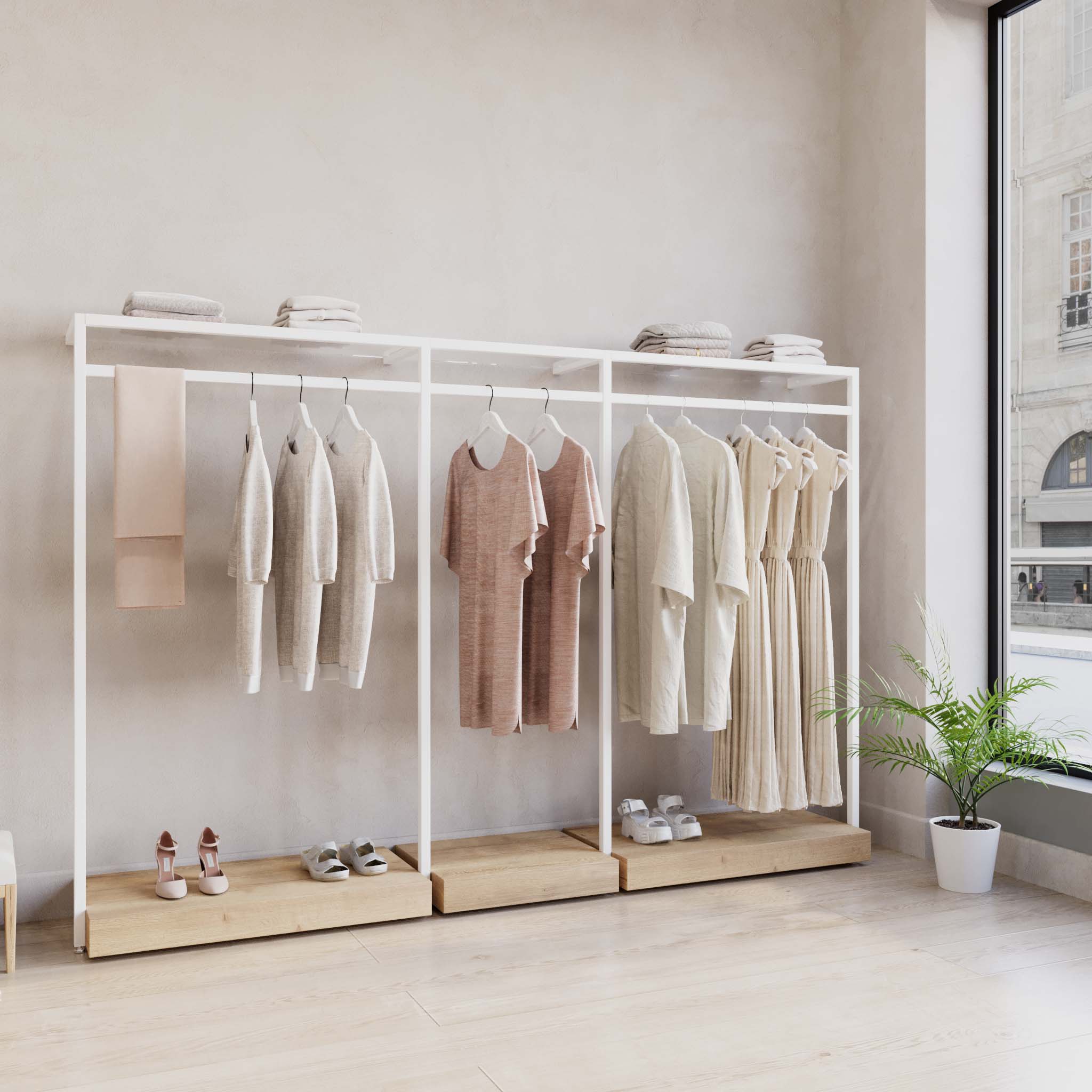 Clothing Rail Ontario, W265, White, With Pedestals — photo 6
