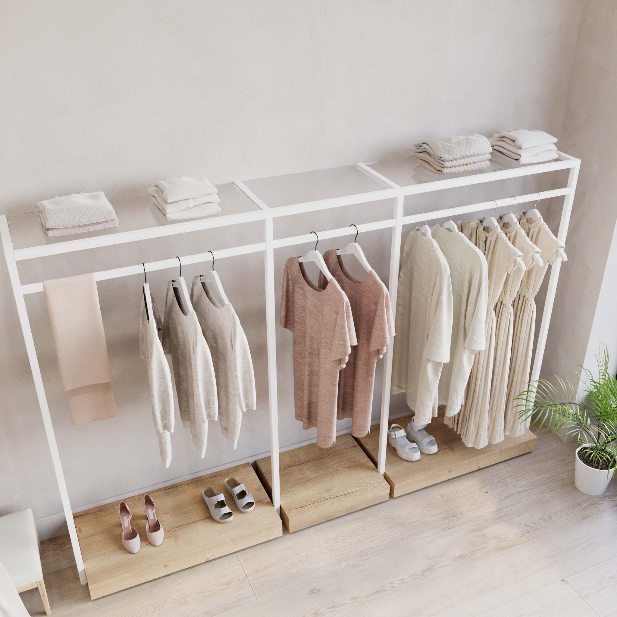 Clothing Rail Ontario, W265, White, With Pedestals — photo 7