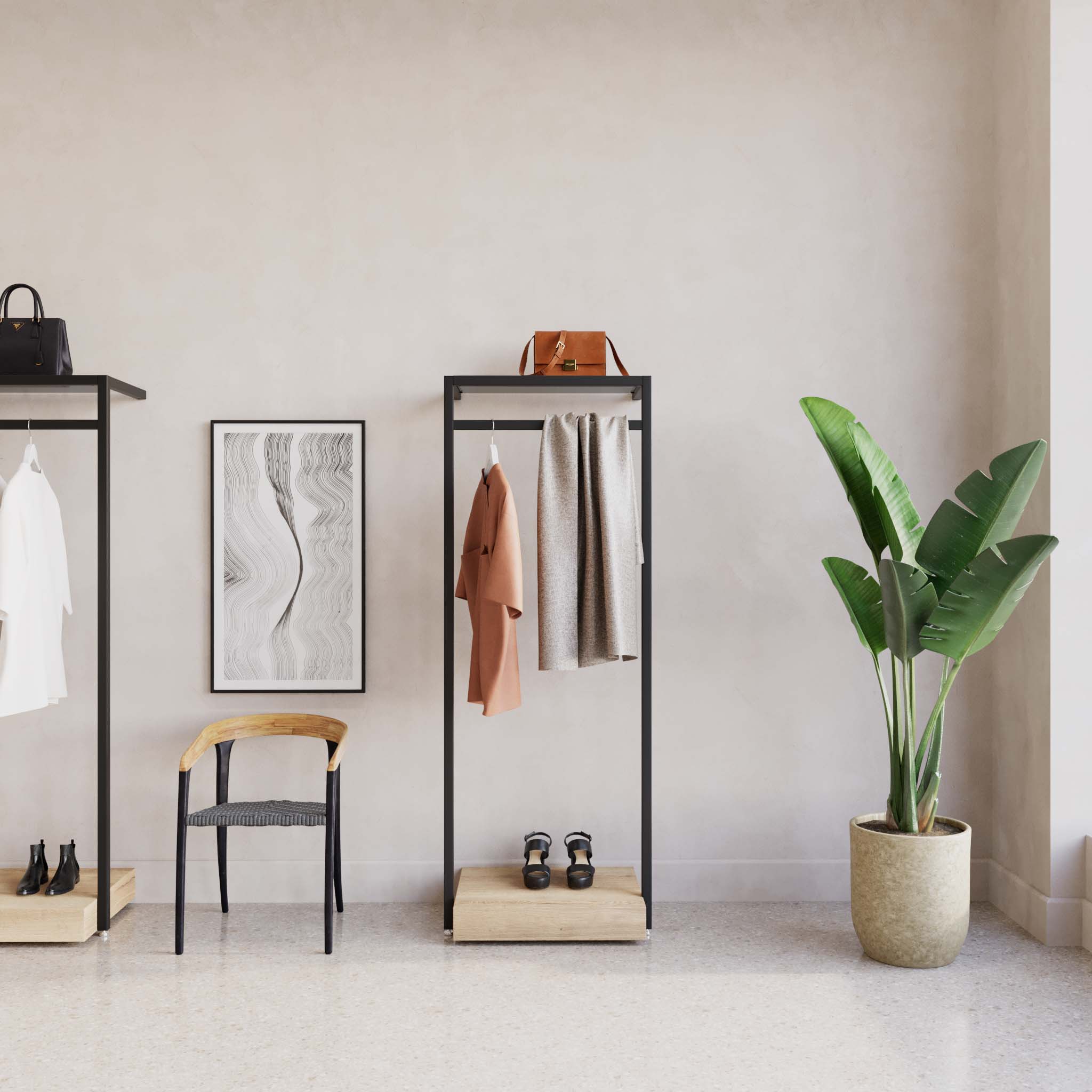 Clothing Rail Ontario, W65, Black, With Pedestal — photo 2