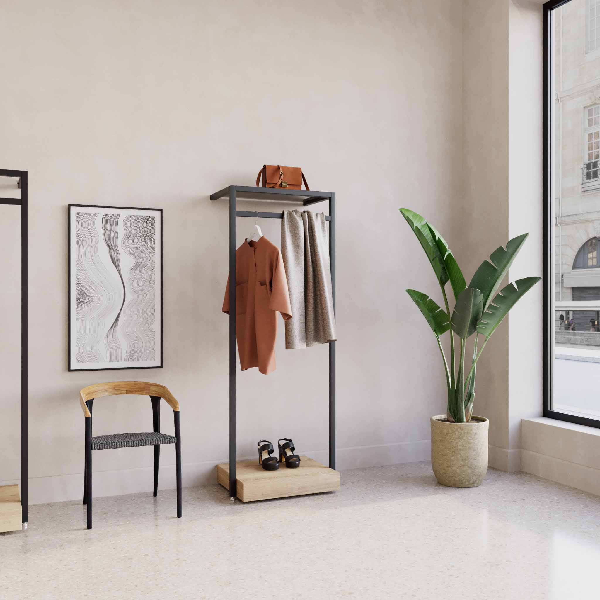 Clothing Rail Ontario, W65, Black, With Pedestal — photo 3