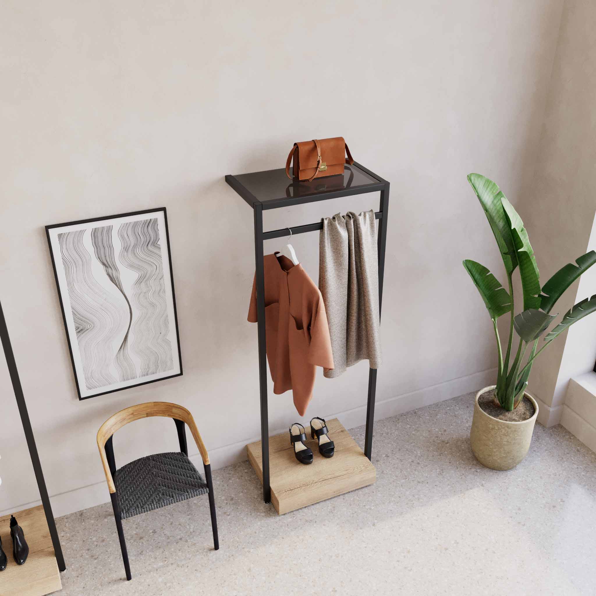 Clothing Rail Ontario, W65, Black, With Pedestal — photo 4