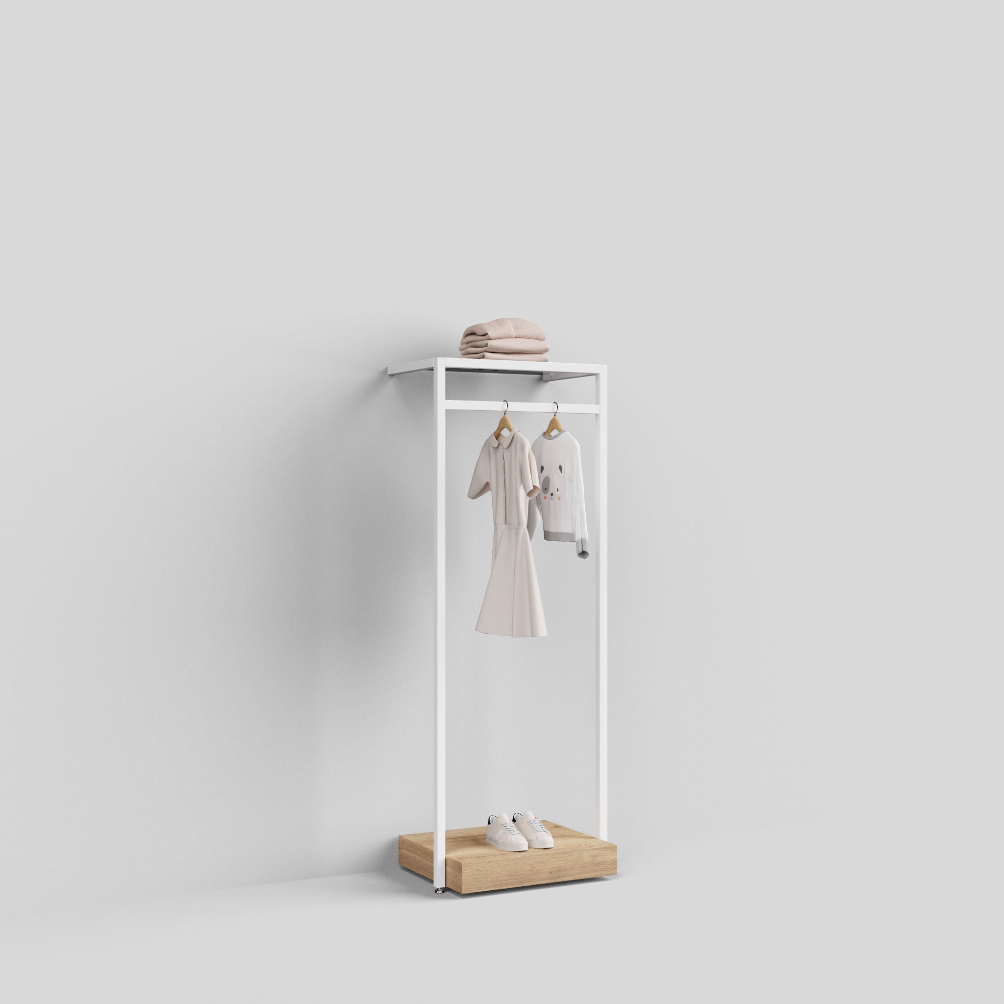Clothing Rail Ontario, W65, White, With Pedestal