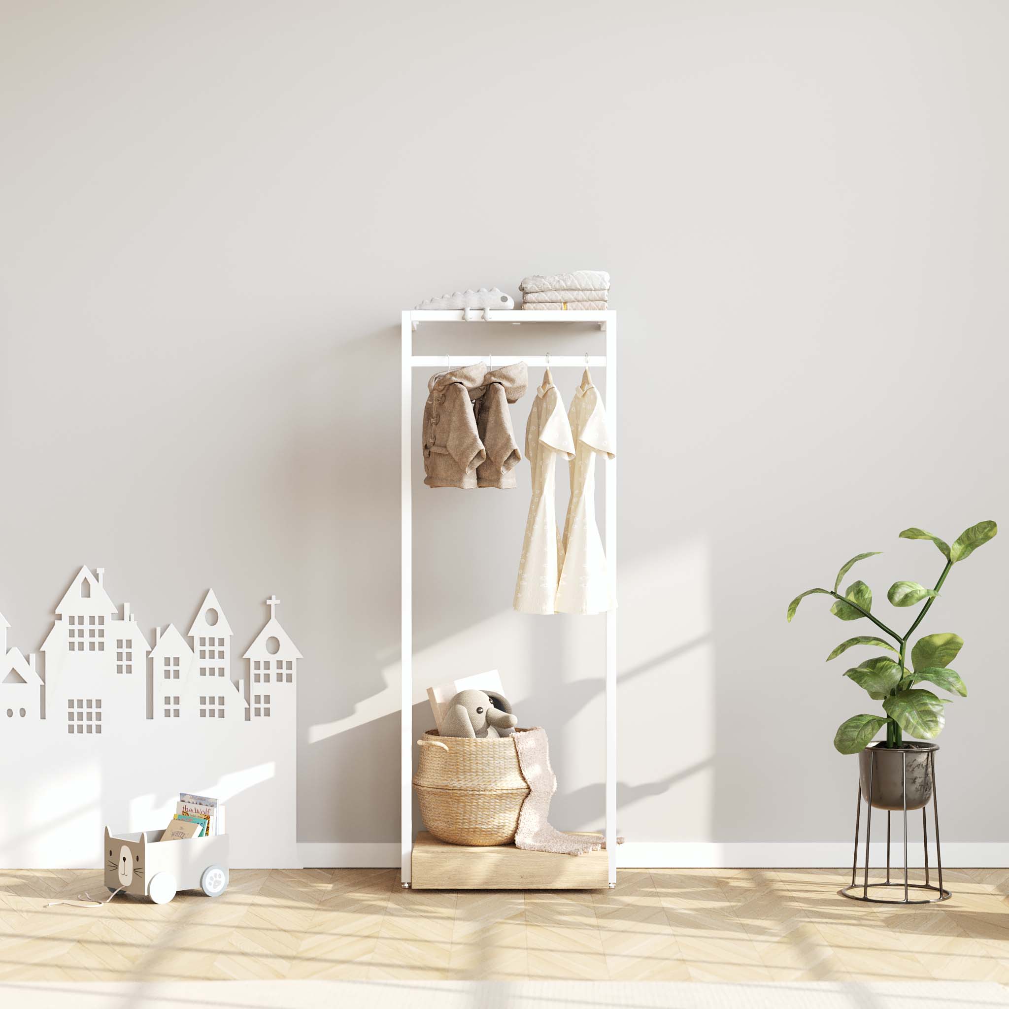 Clothing Rail Ontario, W65, White, With Pedestal — photo 2