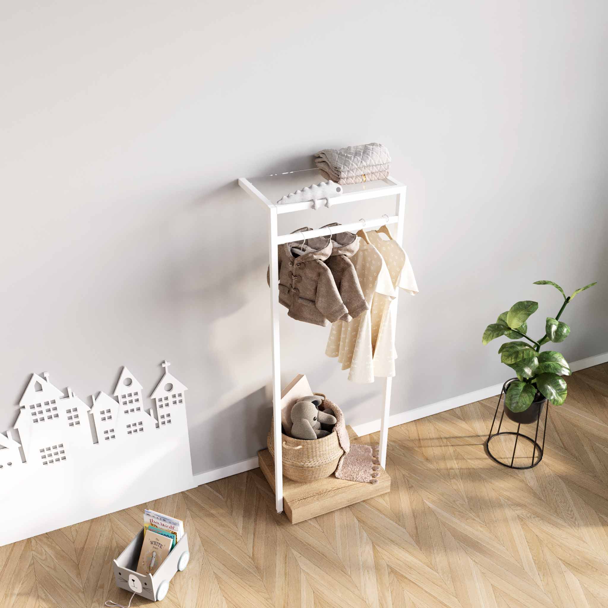 Clothing Rail Ontario, W65, White, With Pedestal — photo 4