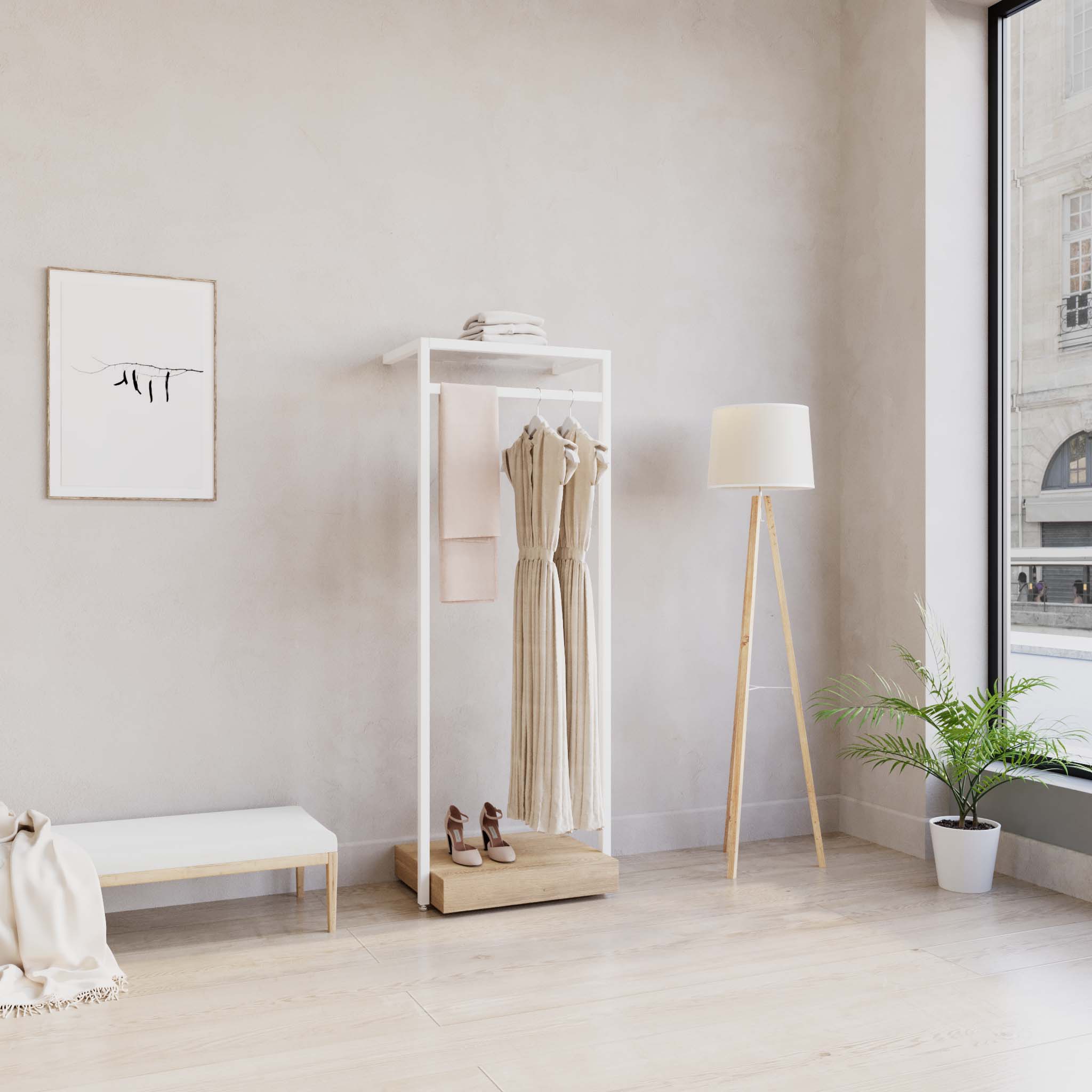 Clothing Rail Ontario, W65, White, With Pedestal — photo 5