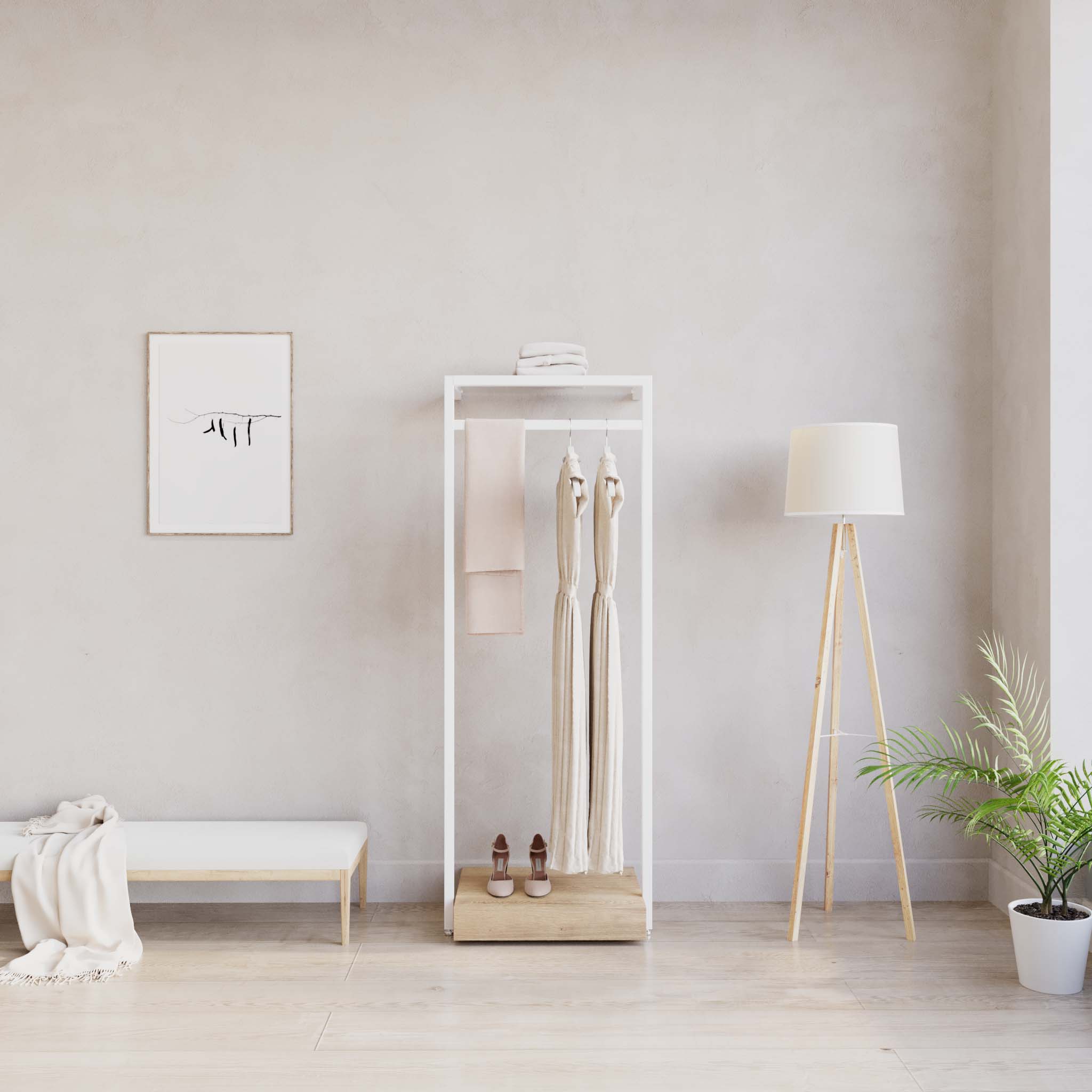 Clothing Rail Ontario, W65, White, With Pedestal — photo 6