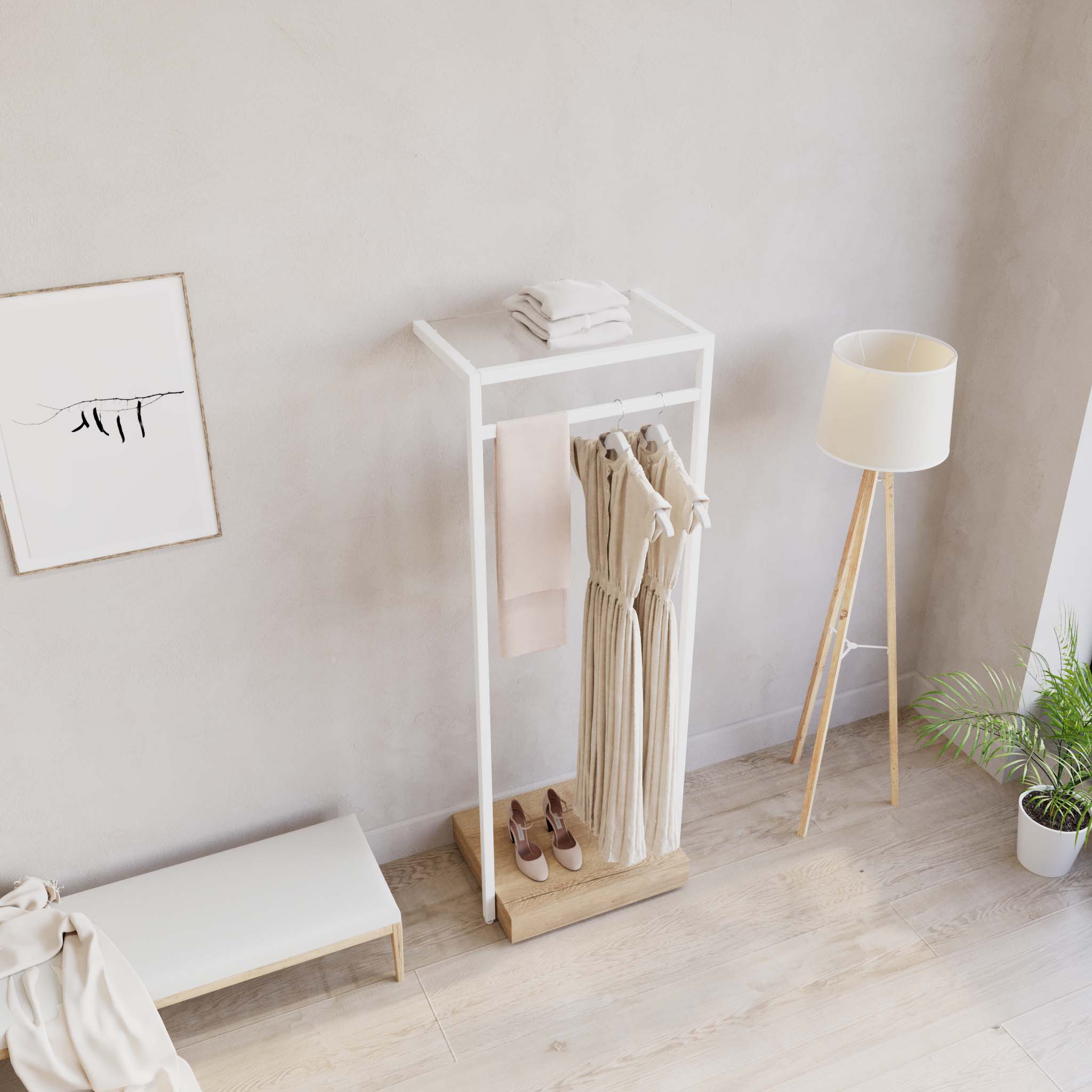 Clothing Rail Ontario, W65, White, With Pedestal — photo 7