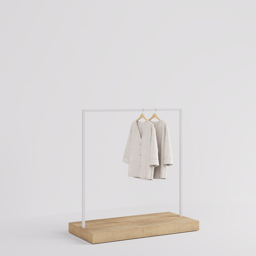 Clothing Rail Kansas, white/wood finish, W 125, 3 heights