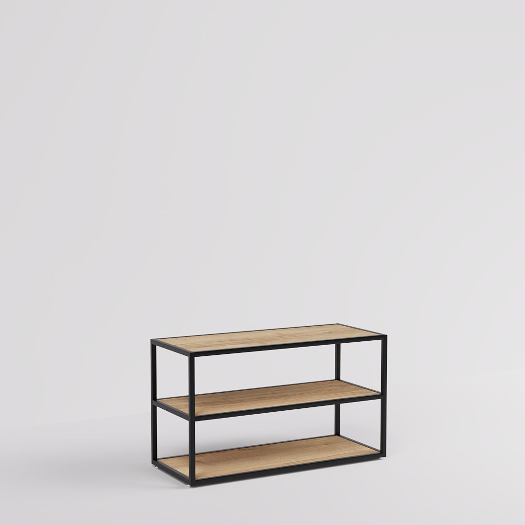 Display Table Como with wooden shelves, black — photo 6