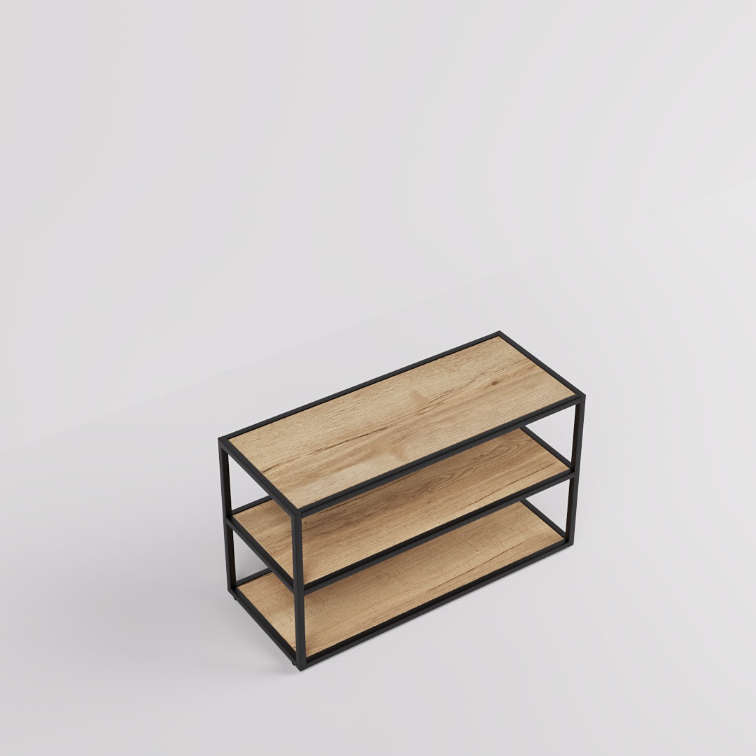 Display Table Como with wooden shelves, black — photo 7