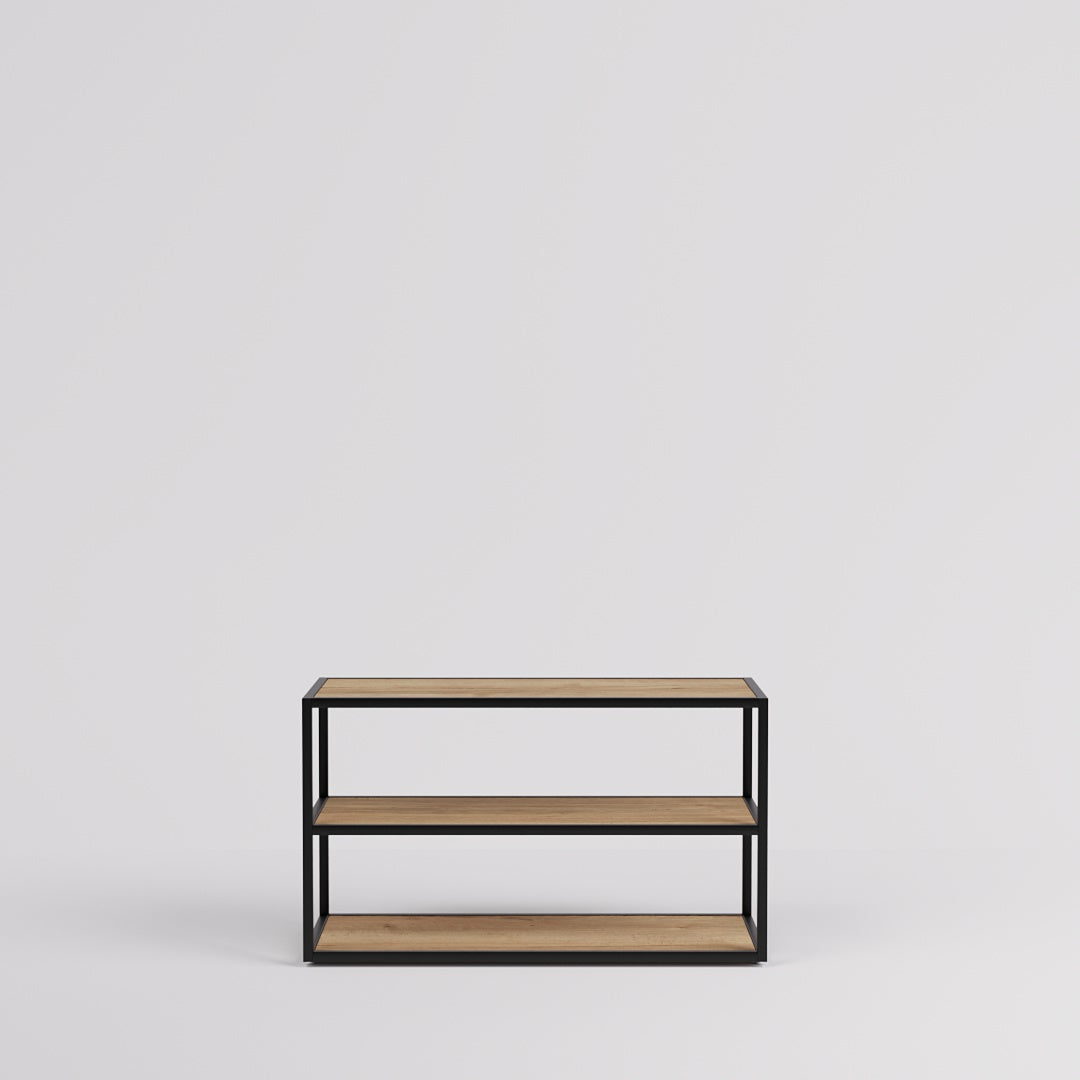 Display Table Como with wooden shelves, black — photo 9