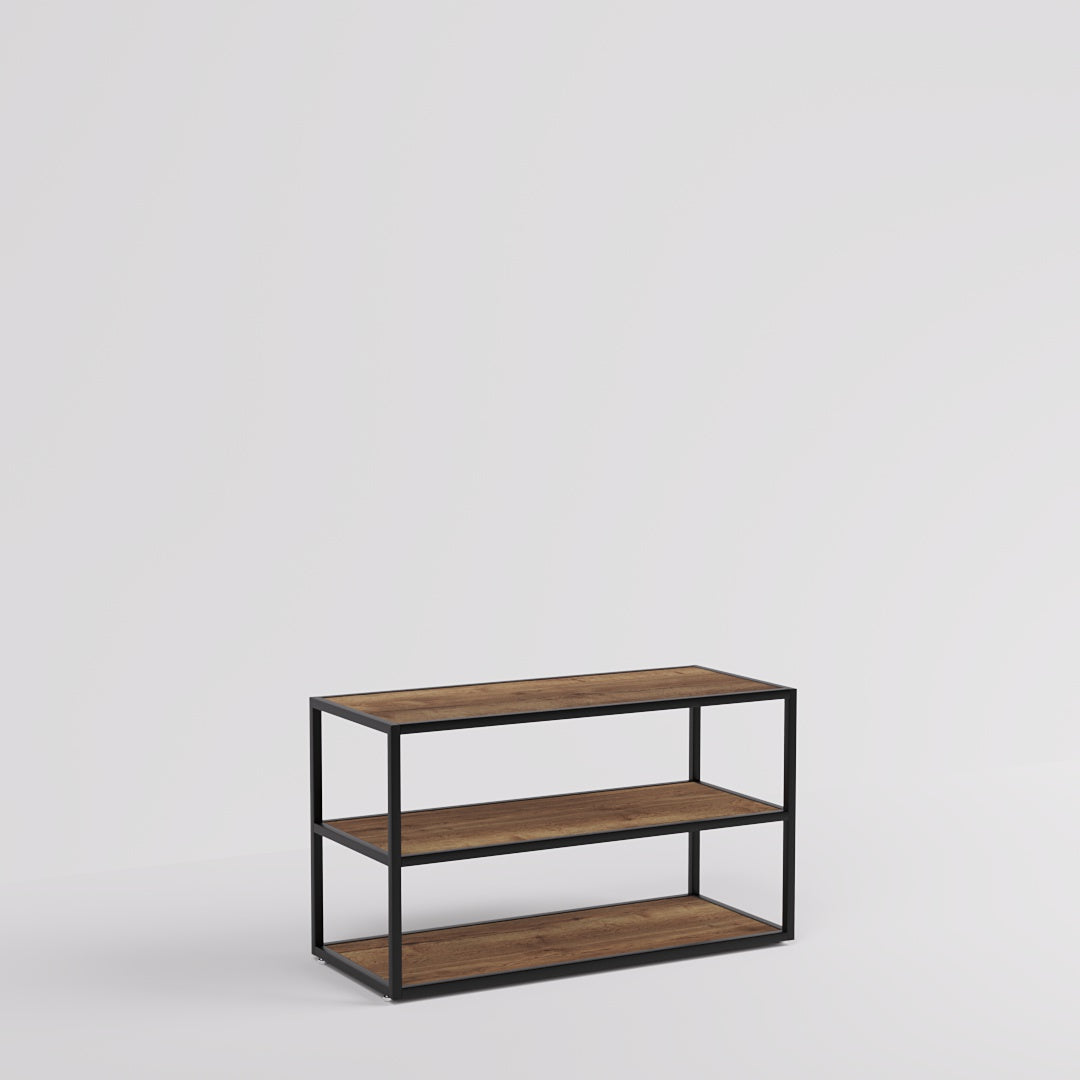 Display Table Como with wooden shelves, black — photo 10