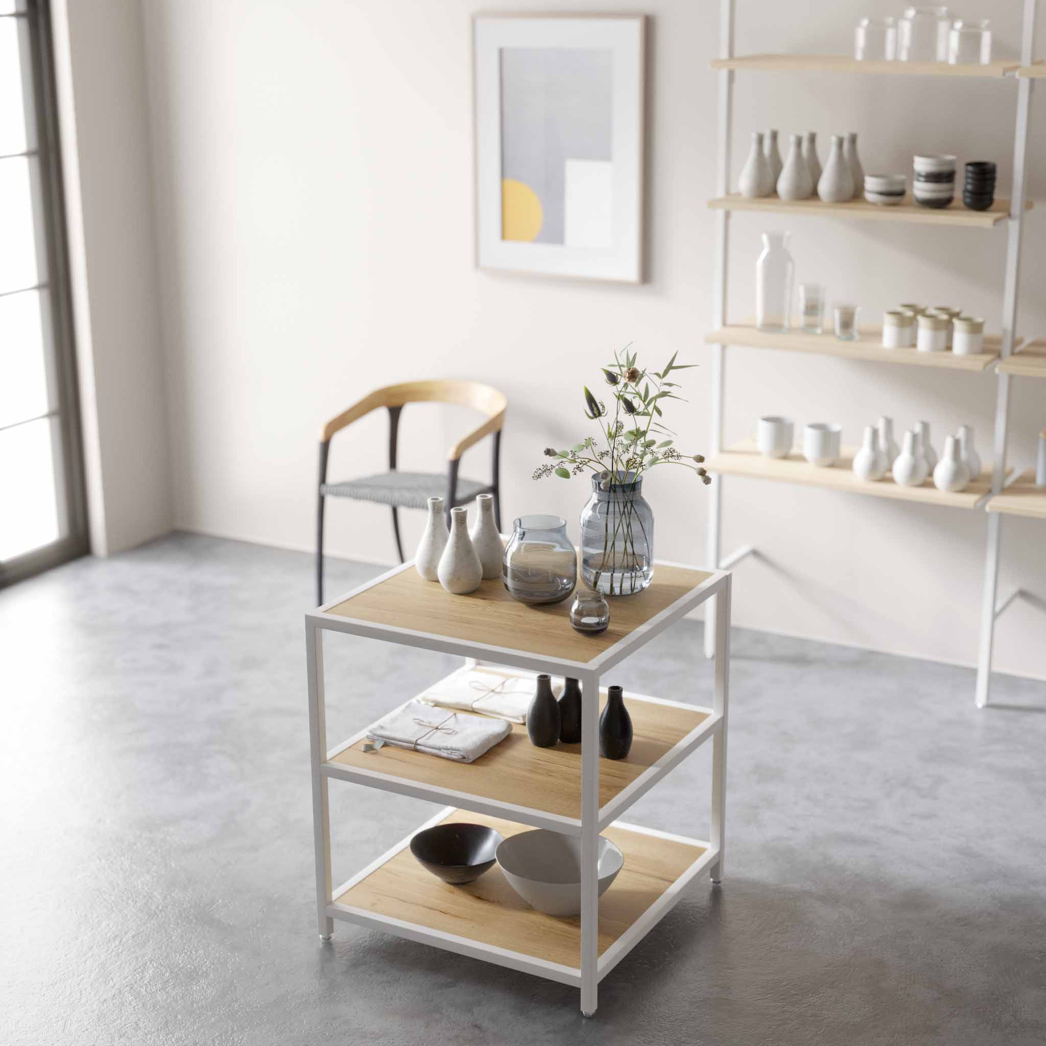 Display Table Modena, Square, white steel — photo 2