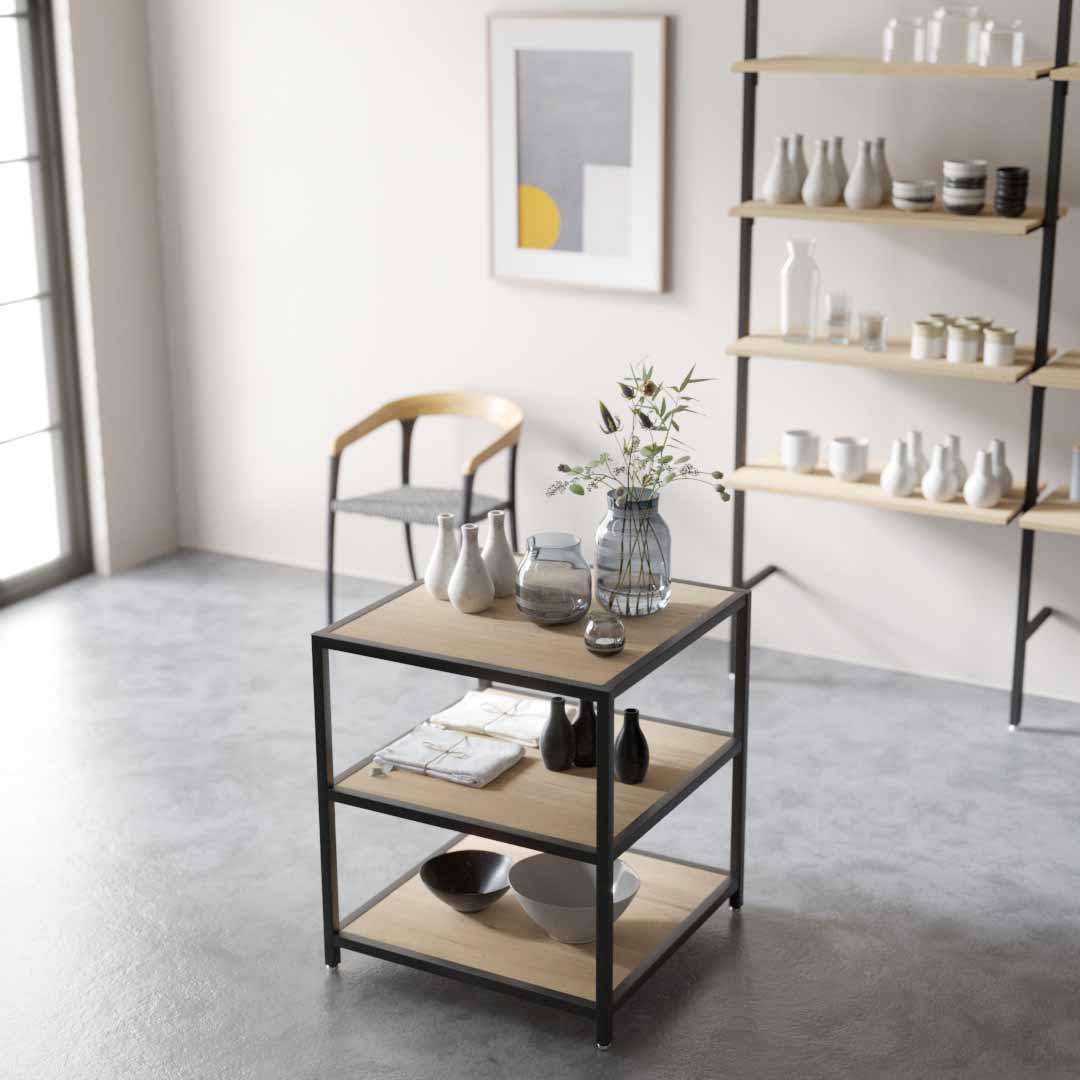 Display Table Modena, Square, black steel — photo 2